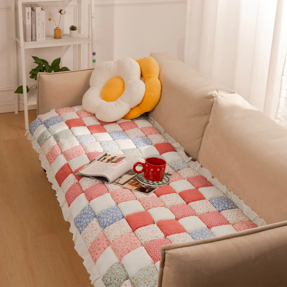 Garden Chic Cotton One-Piece Pet Friendly Protective Couch Cover