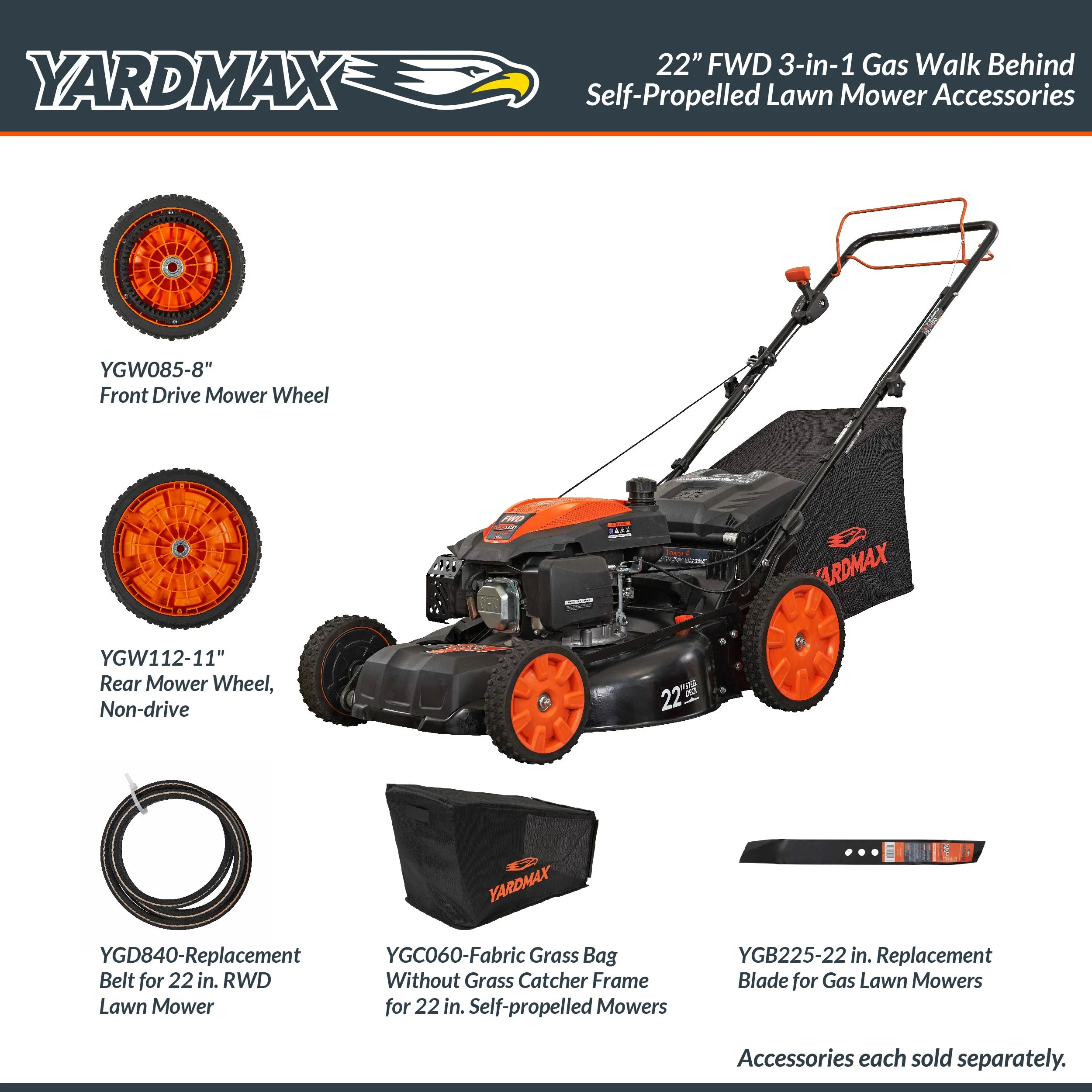 22" Self Propelled Lawn Mower with Seven Cutting Heights - Image 2