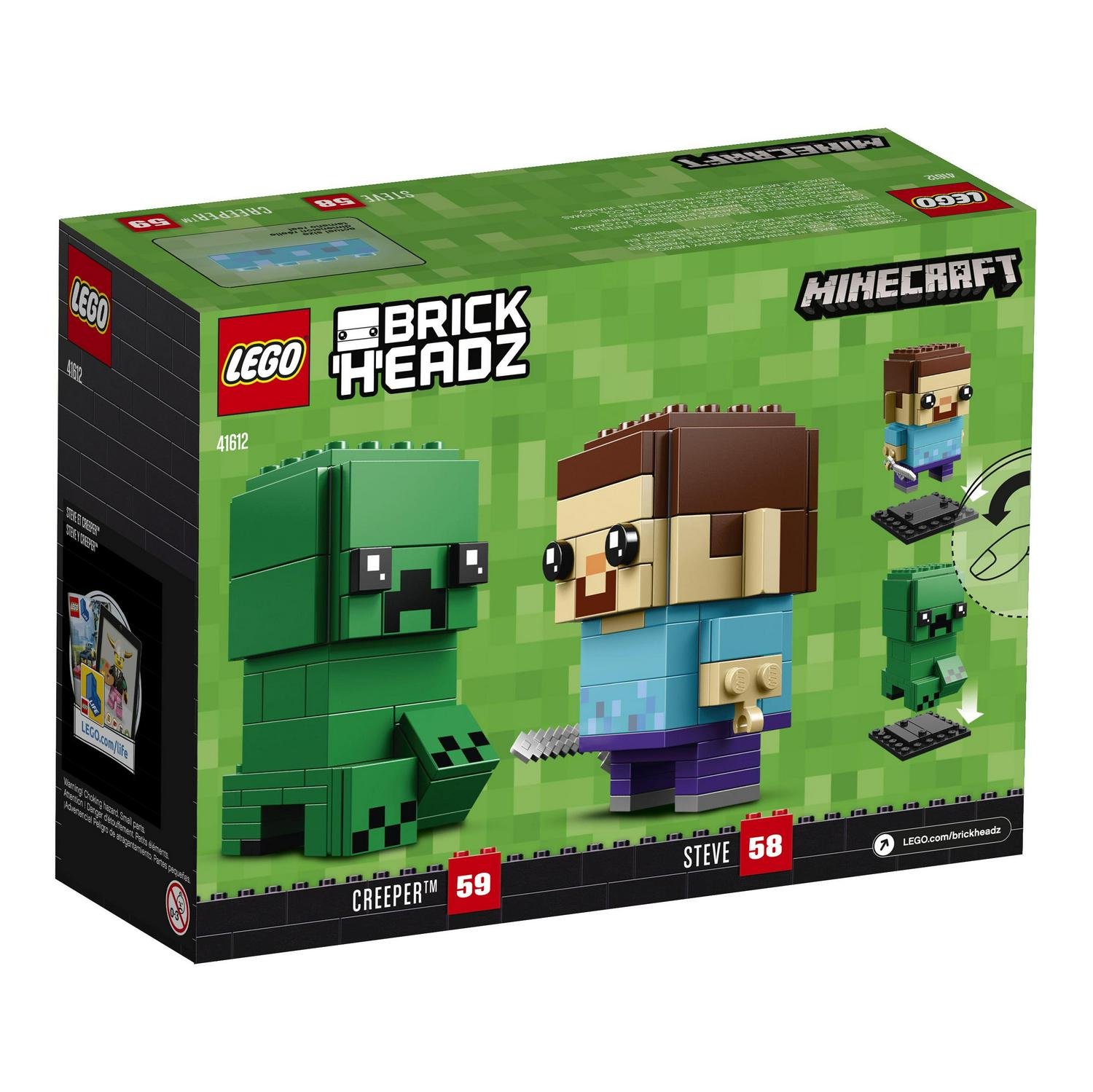 New BrickHeadz Minecraft Steve Creeper 41612 10+ Building Toy - Image 2