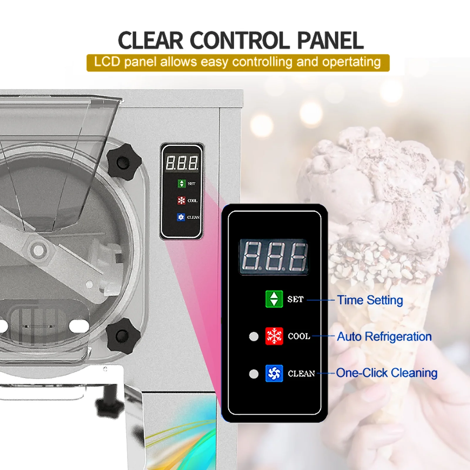 Commercial Countertop Gelato Italian Water Ice Hard Ice Cream Machine Cylinder:4.5L - Image 8