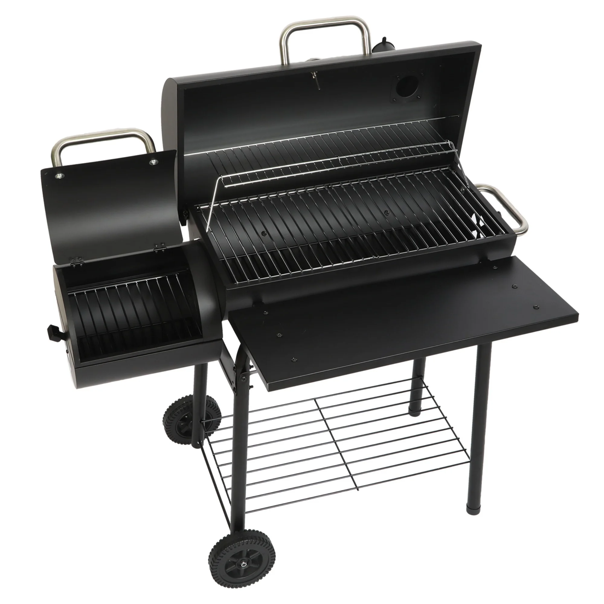 Charcoal Offset Smoker Grill Family-Size 4-6 Person BBQ with Temperature Control Portable Wheels(L) - Image 2
