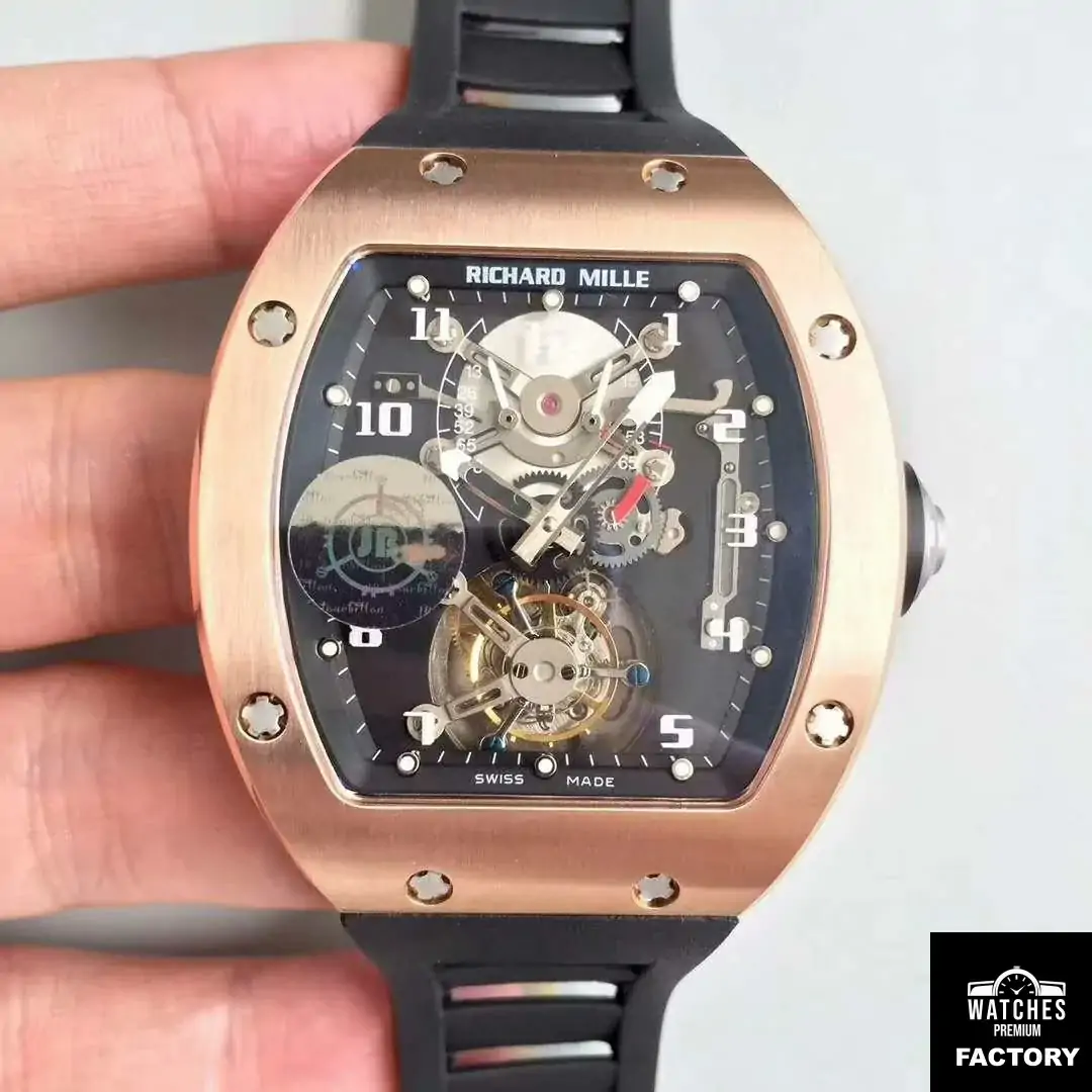 Richard Mille RM001 Rose Gold Tourbillon JB Factory Black Dial