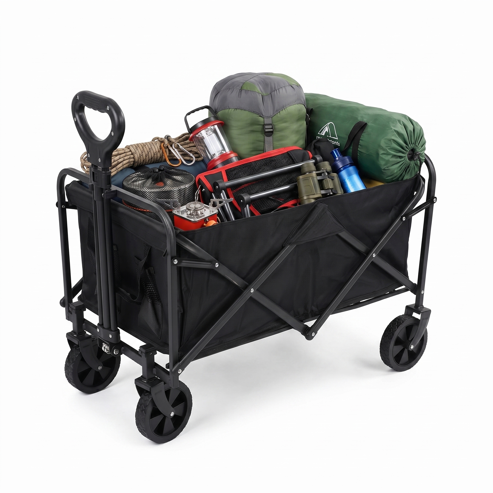 Outdoor Lightweight Folding Utility Grocery Shopping Cart Collapsible Wagon Foldable Wagon Camping Cart with Flexible Handle