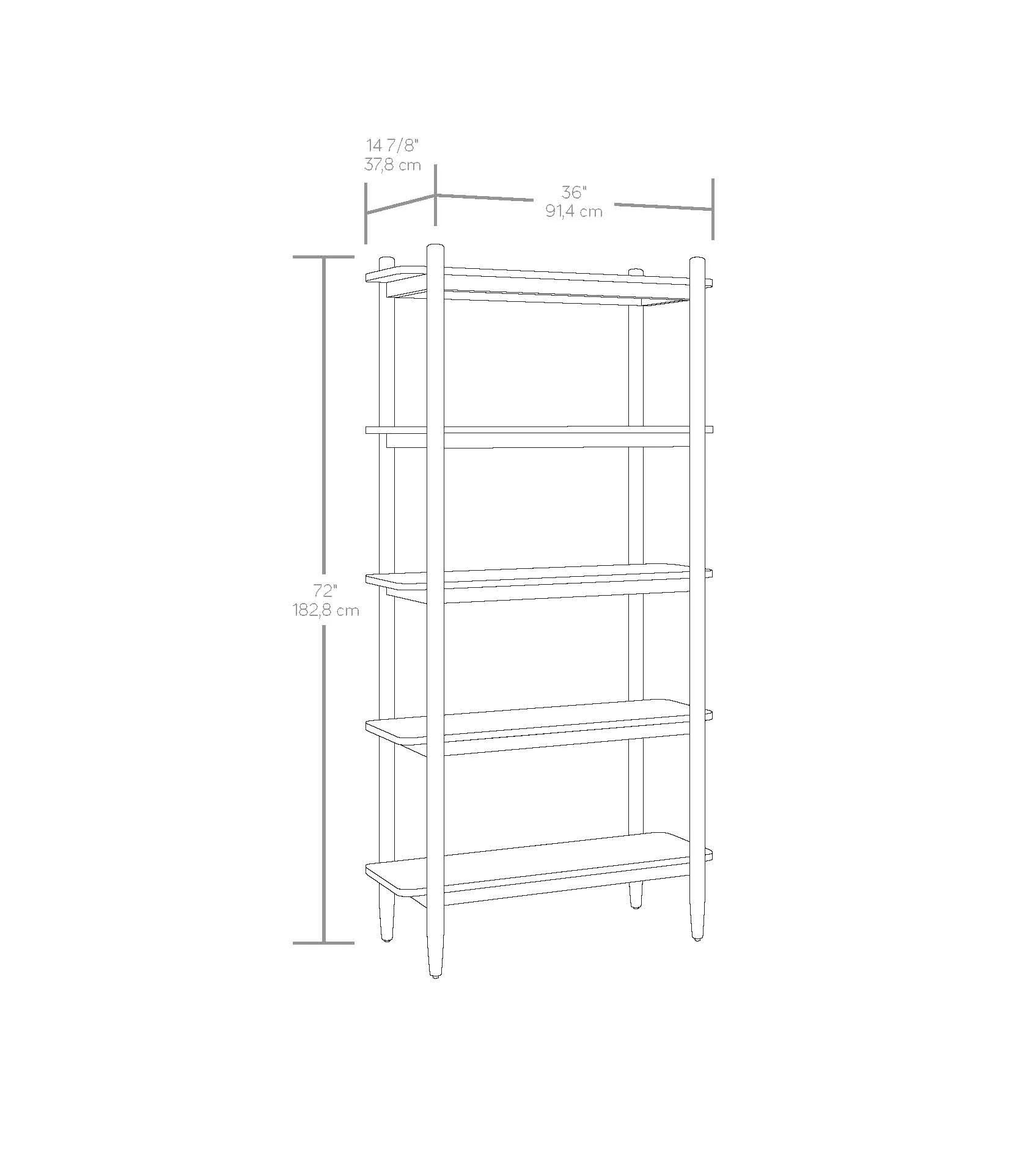 Better Homes & Gardens Springwood 5 Shelf Bookcase with Solid Wood Frame, Light Honey Finish