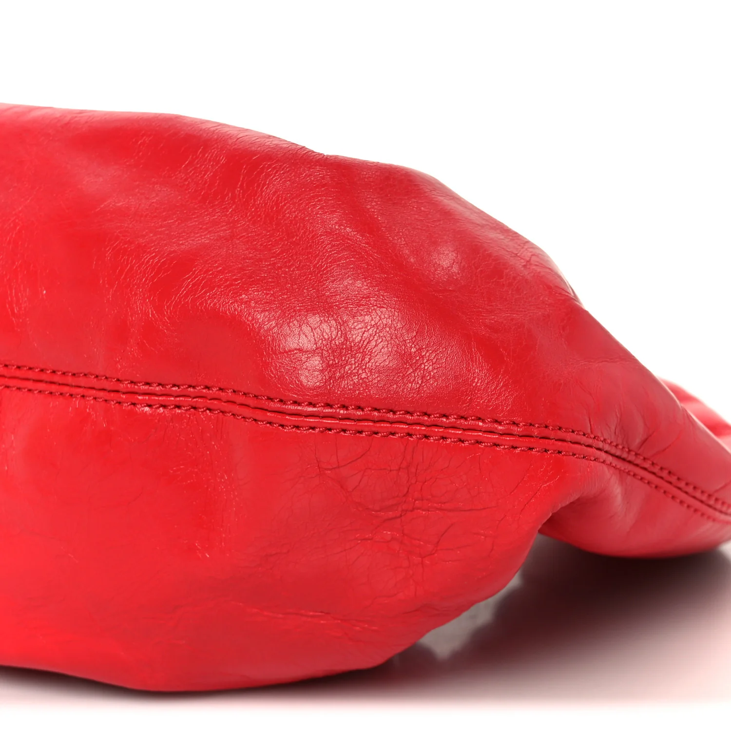 Crackle Patent Calfskin Small Handle Crescent Bag Flame Red