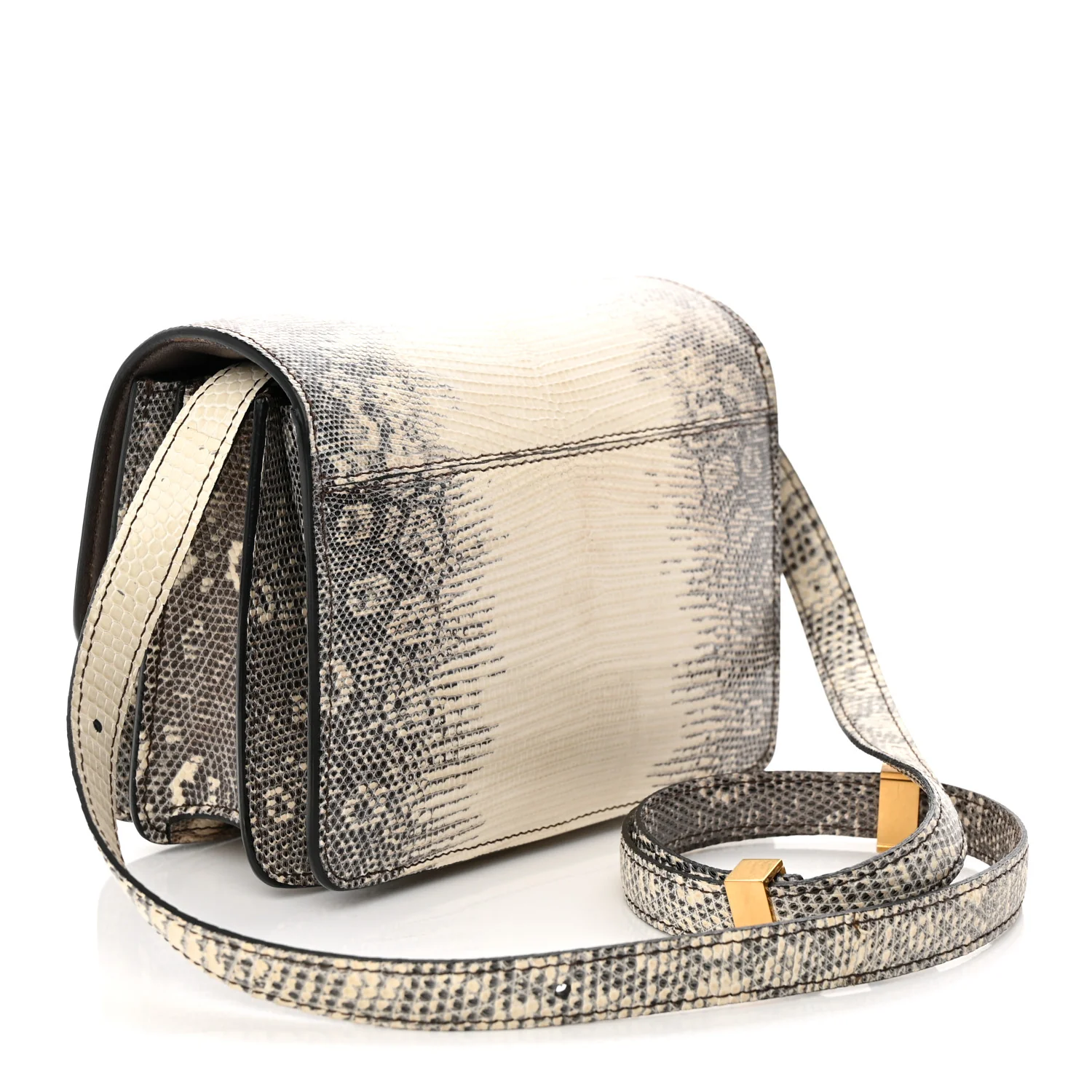 Lizard Small Classic Box Flap Bag Natural
