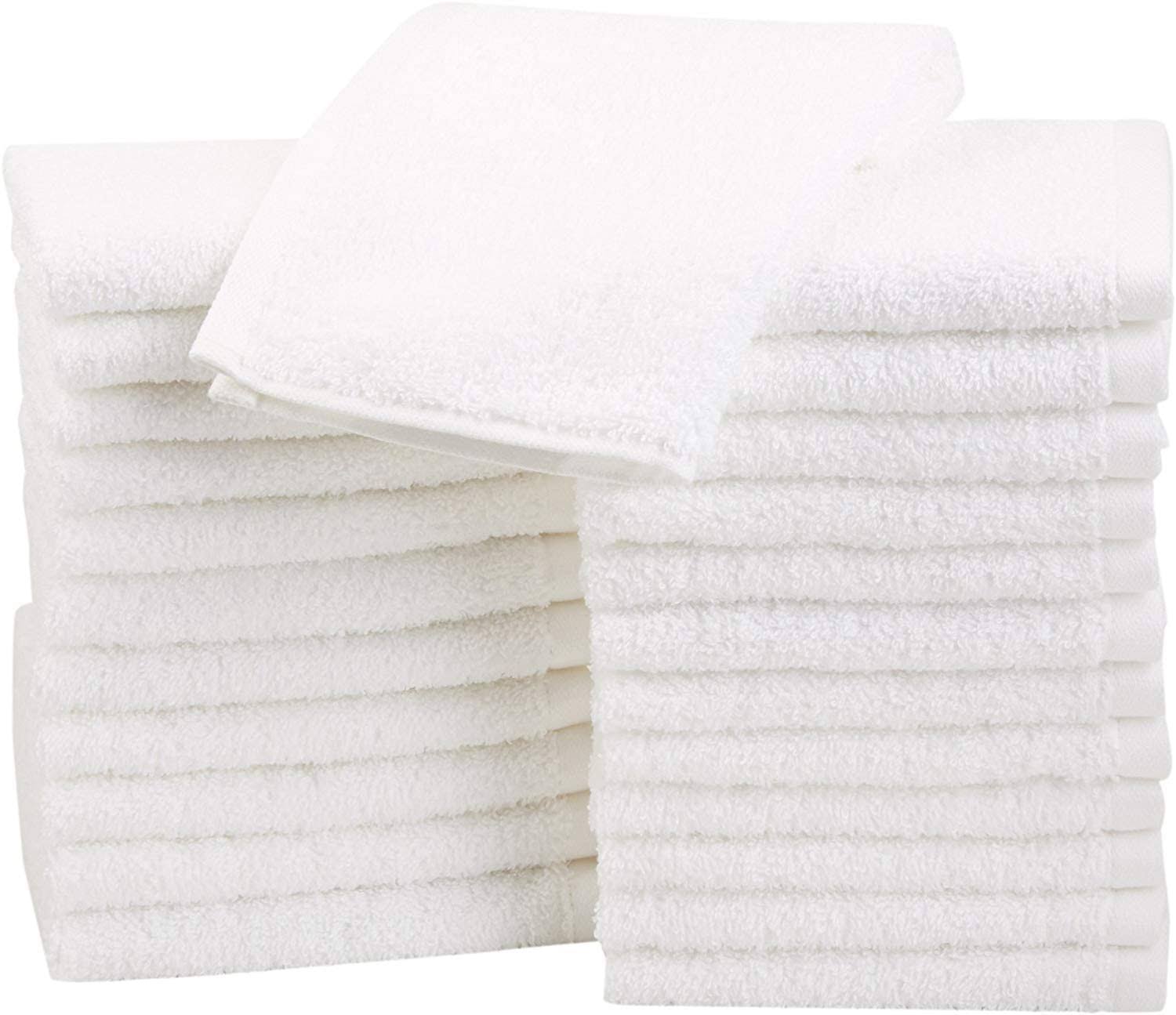 AmazonBasics Cotton Washcloths - 24-Pack - White