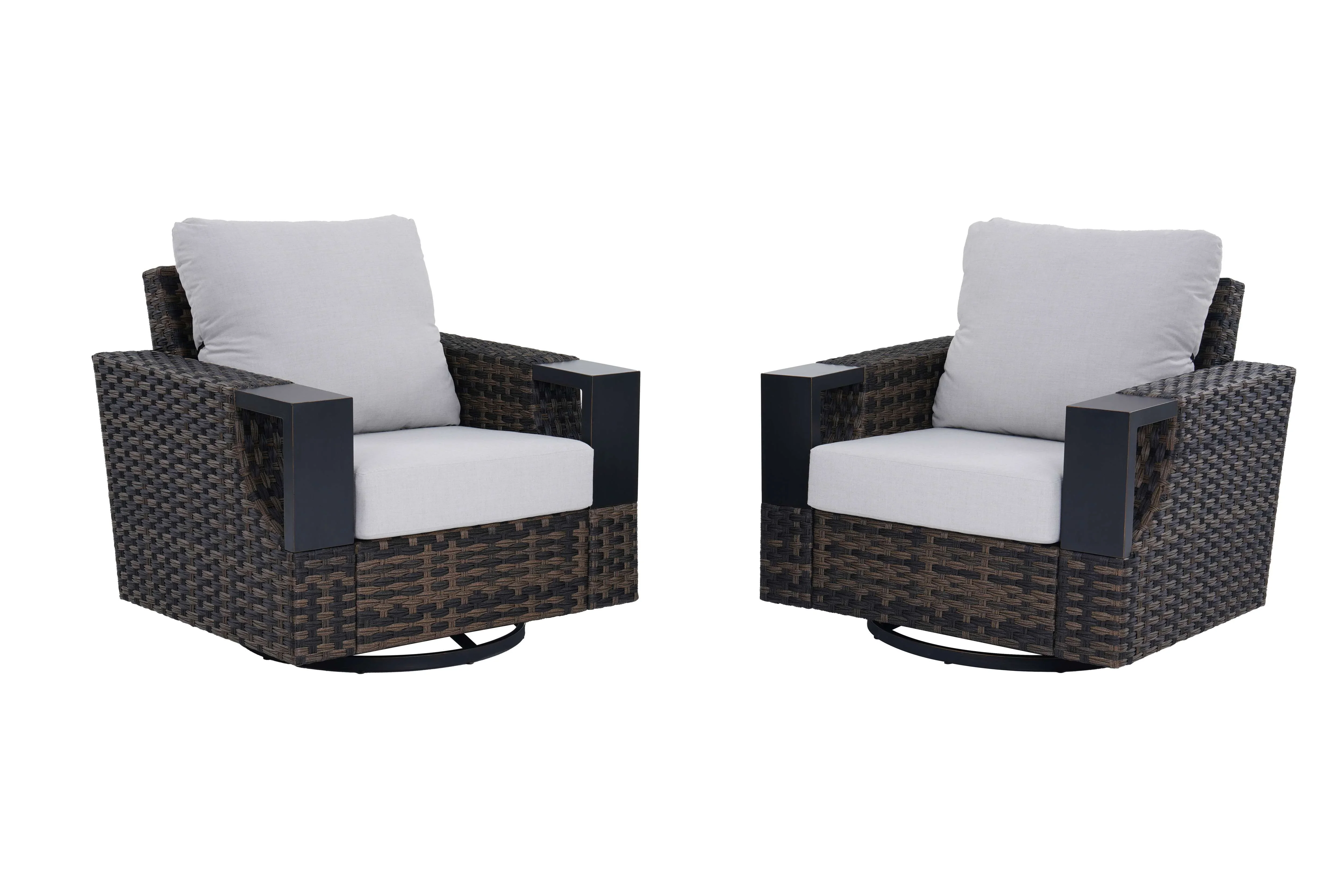 Better Homes & Gardens Rockport Club Swivel Chairs, Brown, 2 Pack