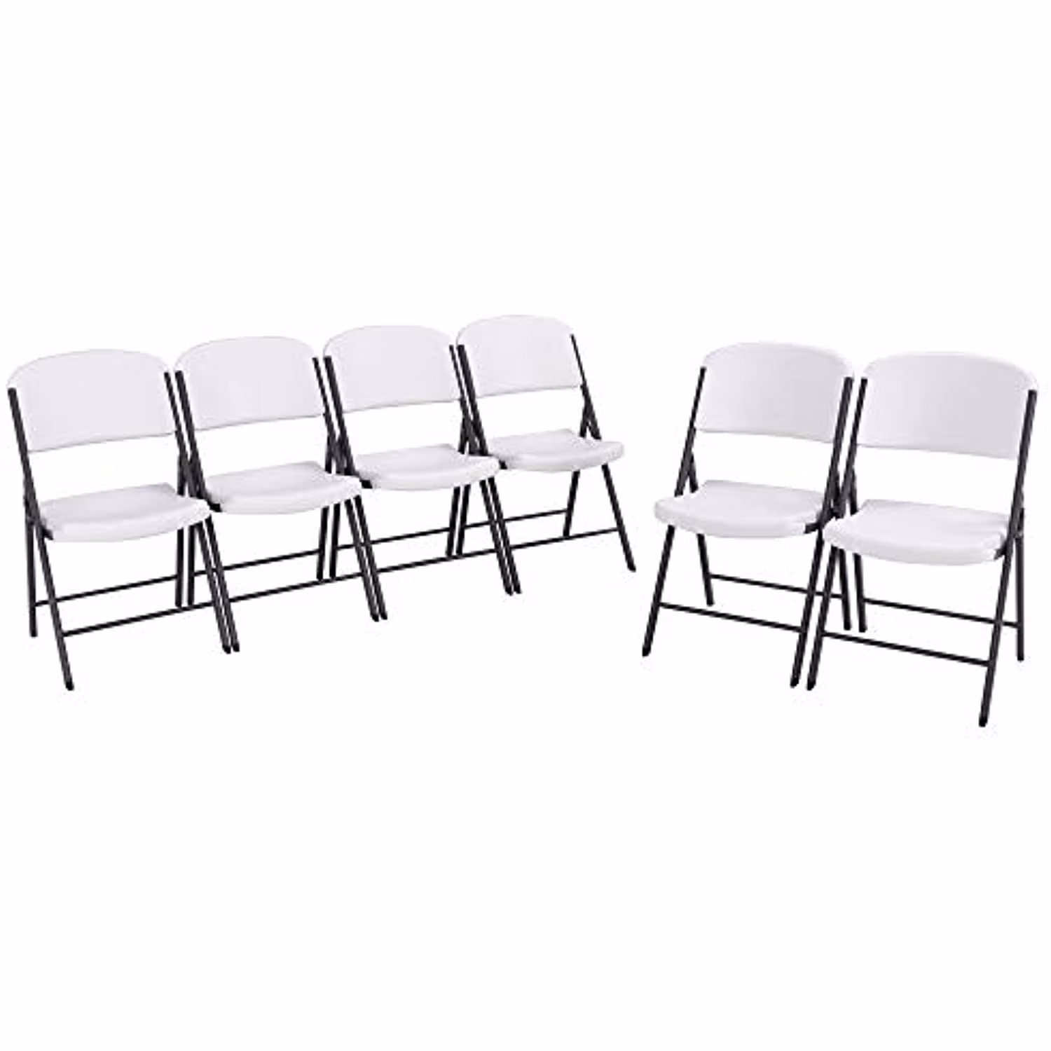 Lifetime Commercial Grade Folding Chairs, 6 Pack, Adult Sized, White Granite (80747)
