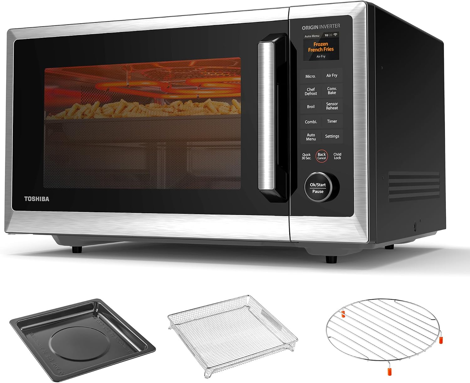 TOSHIBA OptiChef PRO MAX Air Fryer Combo Microwave Oven, 1.3 Cu.Ft, 1100W