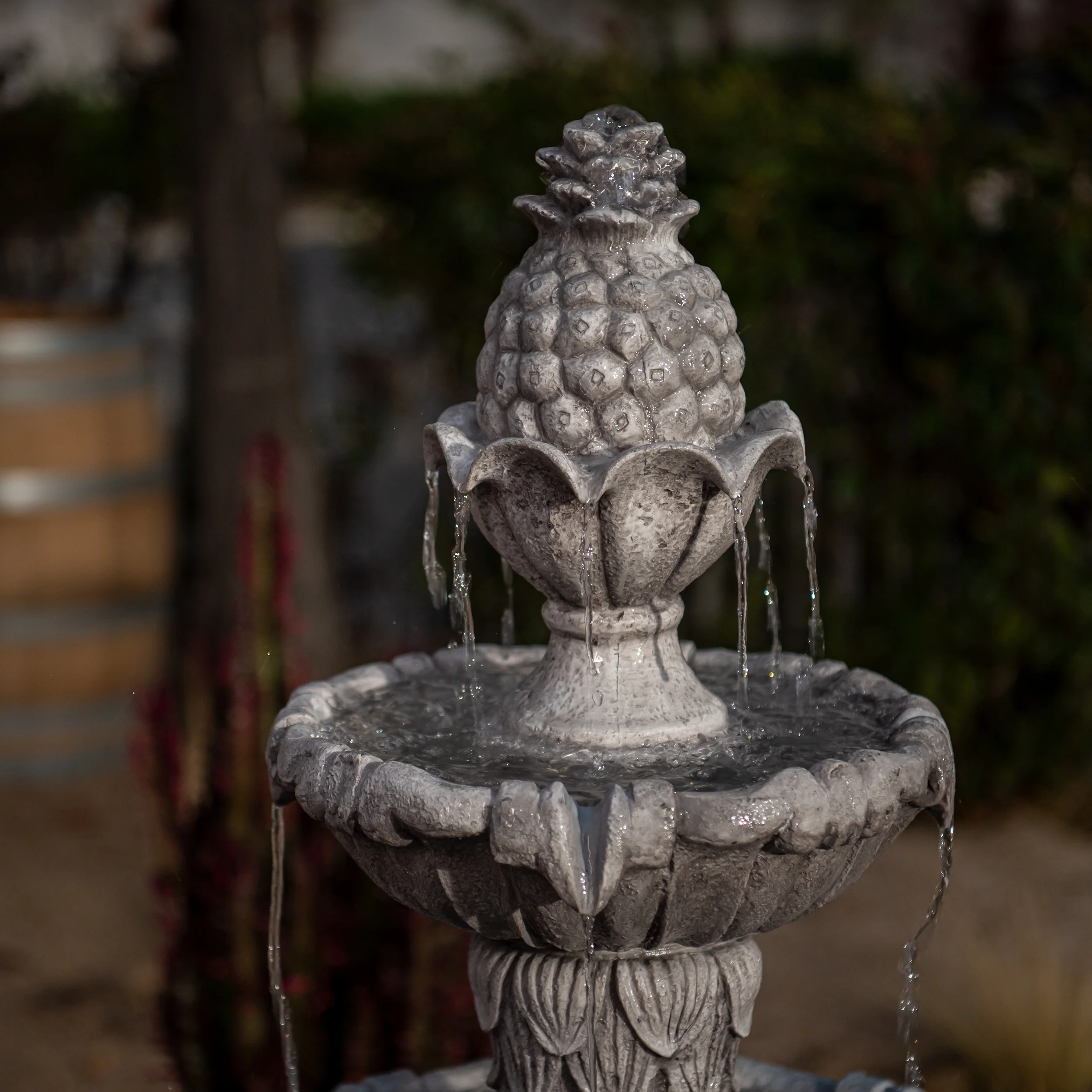 58 3" 3 Tier Outdoor Freestanding Water Fountain Classic Leaf Design, Gray Resin, Large Bird Bath with Pump Ideal for Yard, Lawn and Garden, Porch Décor Image 5