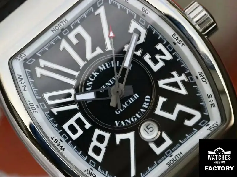 Franck Muller Vanguard V45-04 Black Leather Strap Black Dial