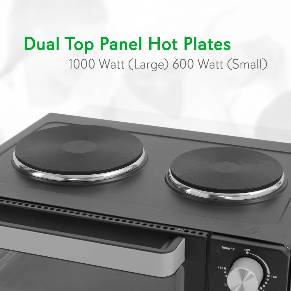 30 Quart Kitchen Convection Oven 2 Burner Cooker 1500 Watt Oven 7 Cook Functions Rotisserie, Cook, Bake, Broil More Includes Baking Tray, Skewers Handles 19.6 x 16.0 x 13.5 IN - Image 3