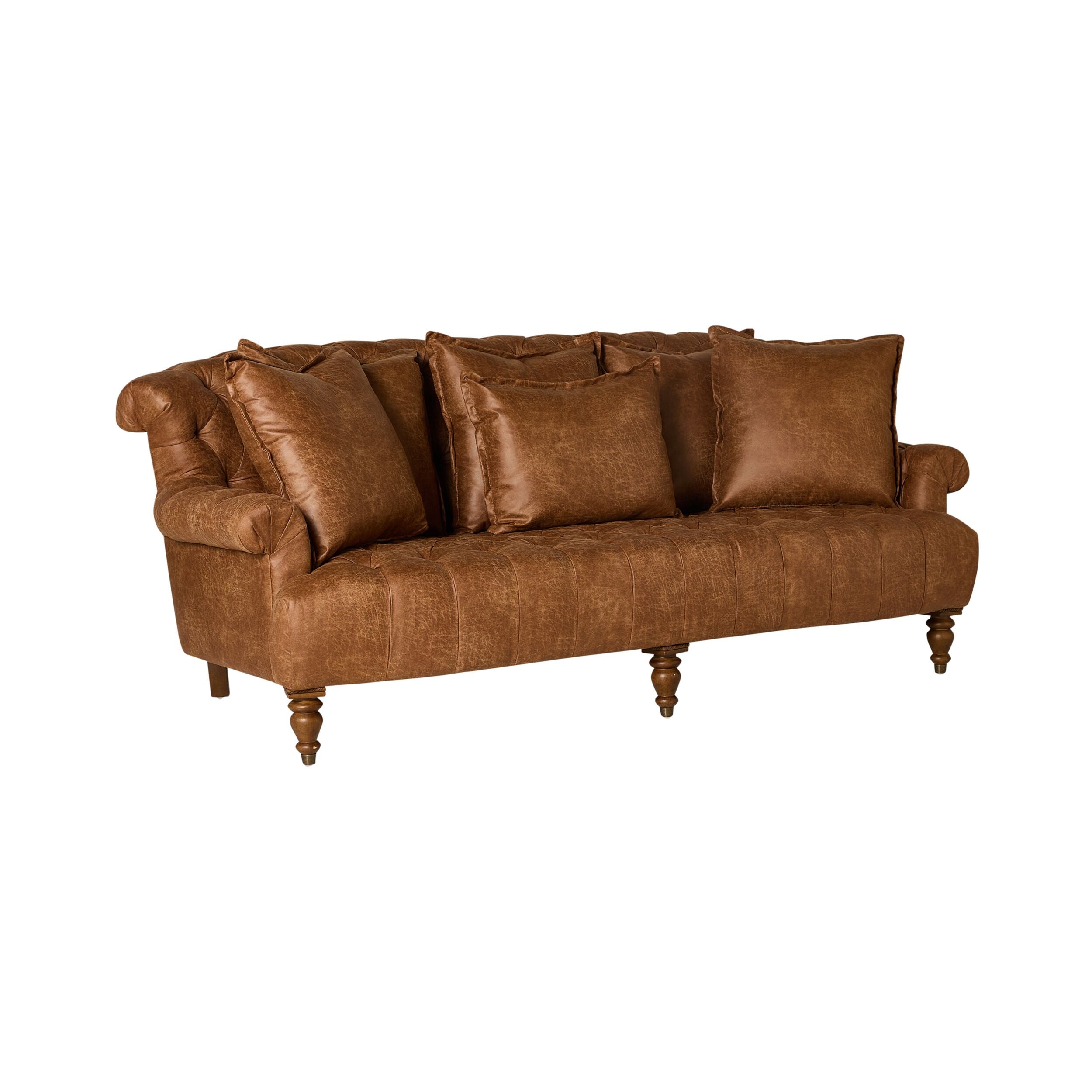 Ariane 3 Seater Faux Leather Sofa Pellini Tan