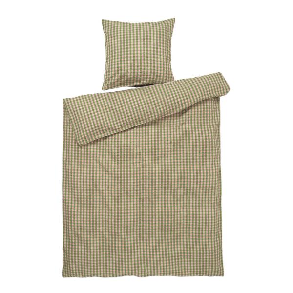 Bæk&Bølge krepp sengetøy 150x210 cm grønn/soft pink