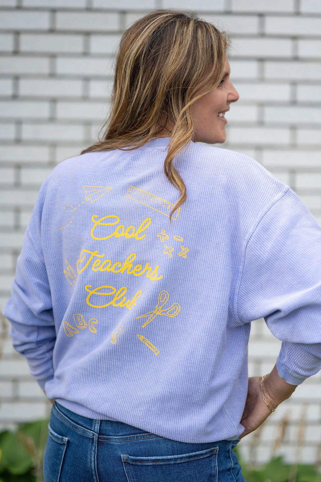 Cool Teachers Club Ribbed Graphic Crewneck