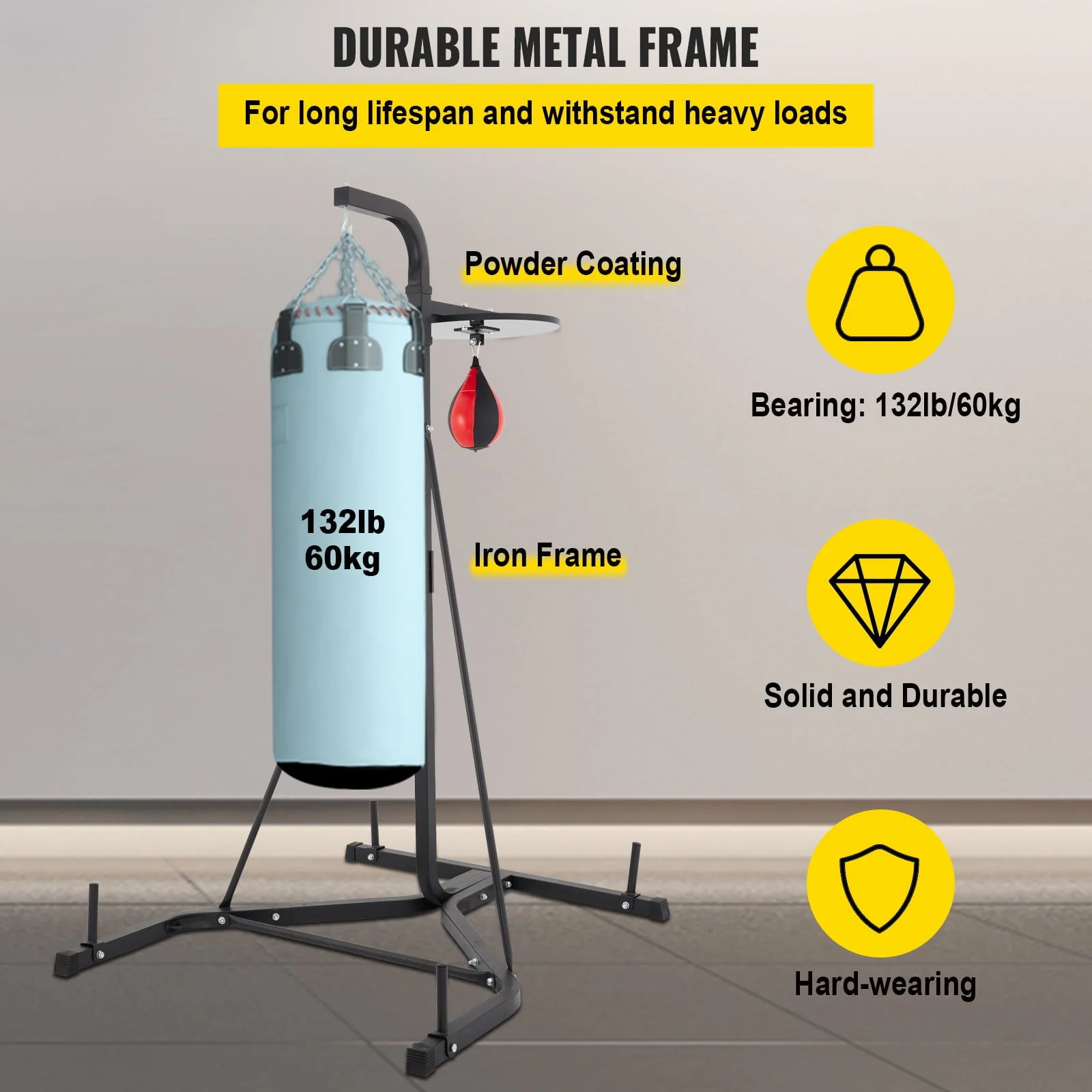 VEVORbrand Free Standing Punching Bag Stand, Unisex Boxing Set, Foldable Single Station Heavy Bag Stand, Punching Ball, Boxing Punching Speed Ball, Boxing Bag with Boxing Rack, for Training Image 4