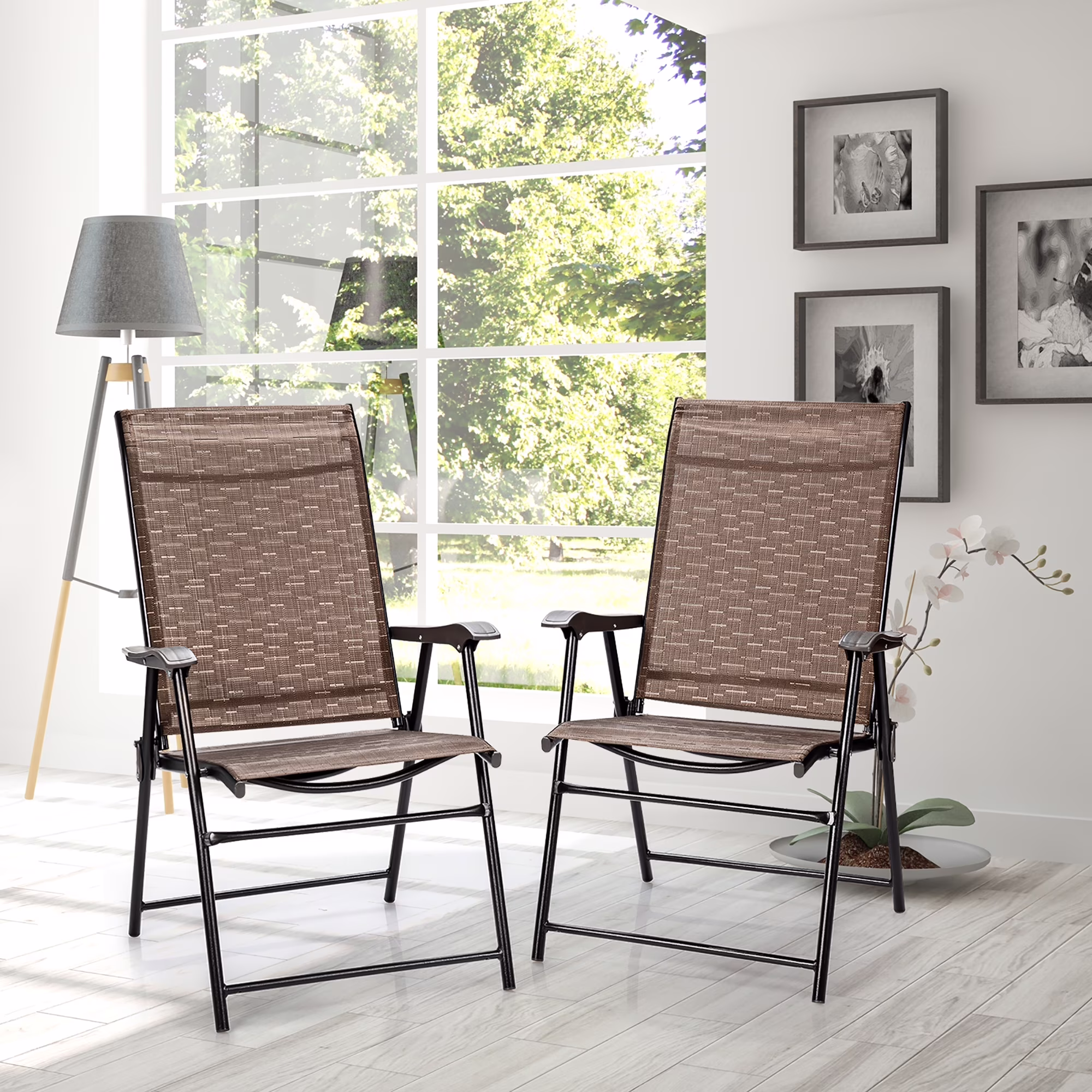 Costway  2PCS Outdoor Patio Folding Chair Camping Portable Lawn Garden W/Armrest