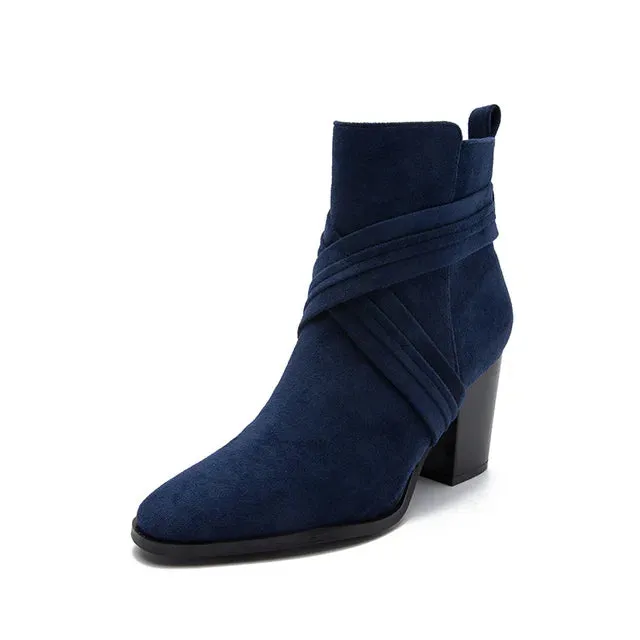 Sophie Paris I Bottines à Talon avec Détails de Zip et Lanières