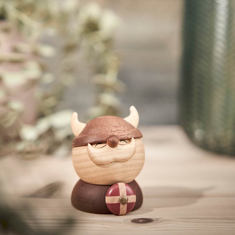 Holger Viking trefigur 7 cm gummitre/sapele/lønn