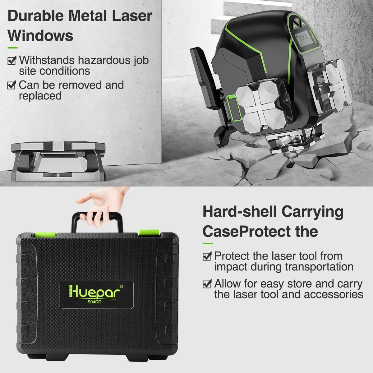 4D 16 Lines Self-Leveling Laser Level, 200Ft Green Beam 4 x 360° Cross Line Laser Level Tools with LCD Screen, Bluetooth and Magnetic Bracket