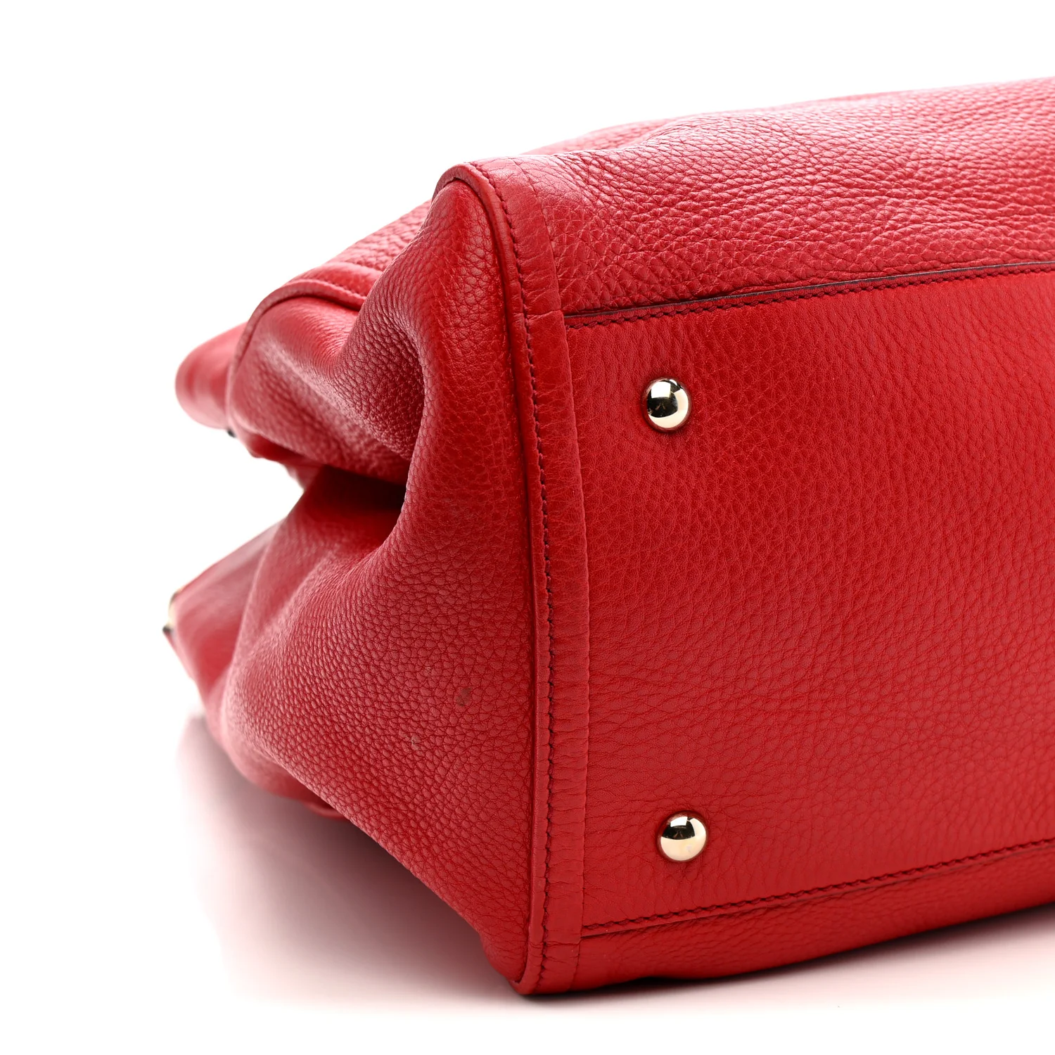 Pebbled Calfskin Large Soho Shoulder Bag Red