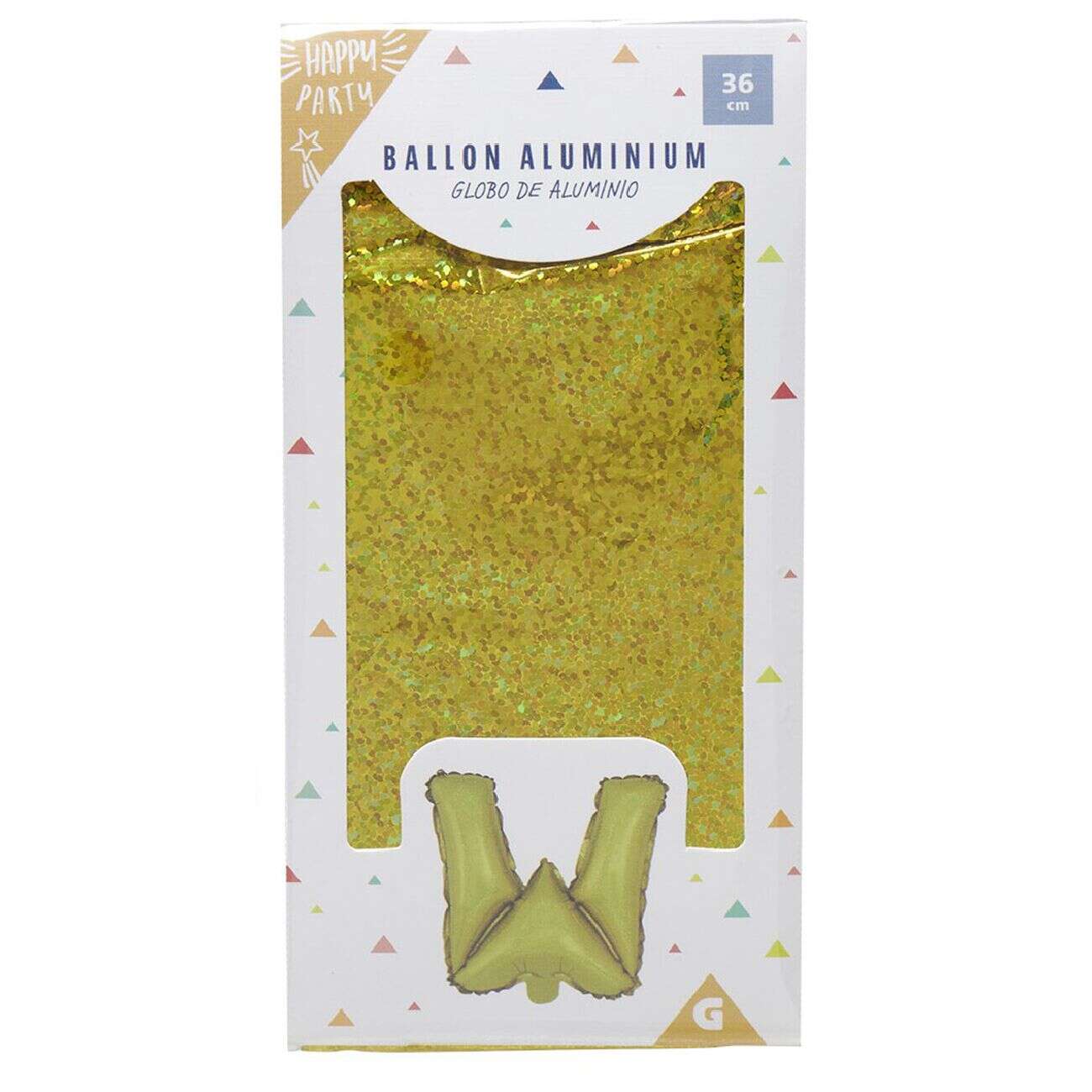 Ballon forme lettre W aluminium (2 modèles argenté ou doré)