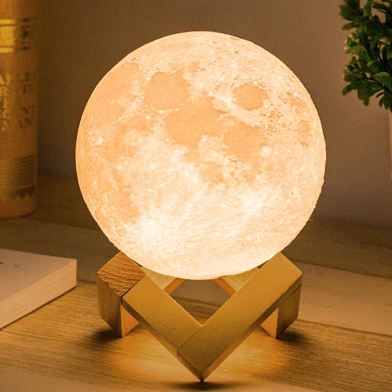 Mydethun Moon Lamp Moon Light Night Light for Kids Gift for Women USB Charging and Touch Control Brightness Two Tone Warm and Cool White
