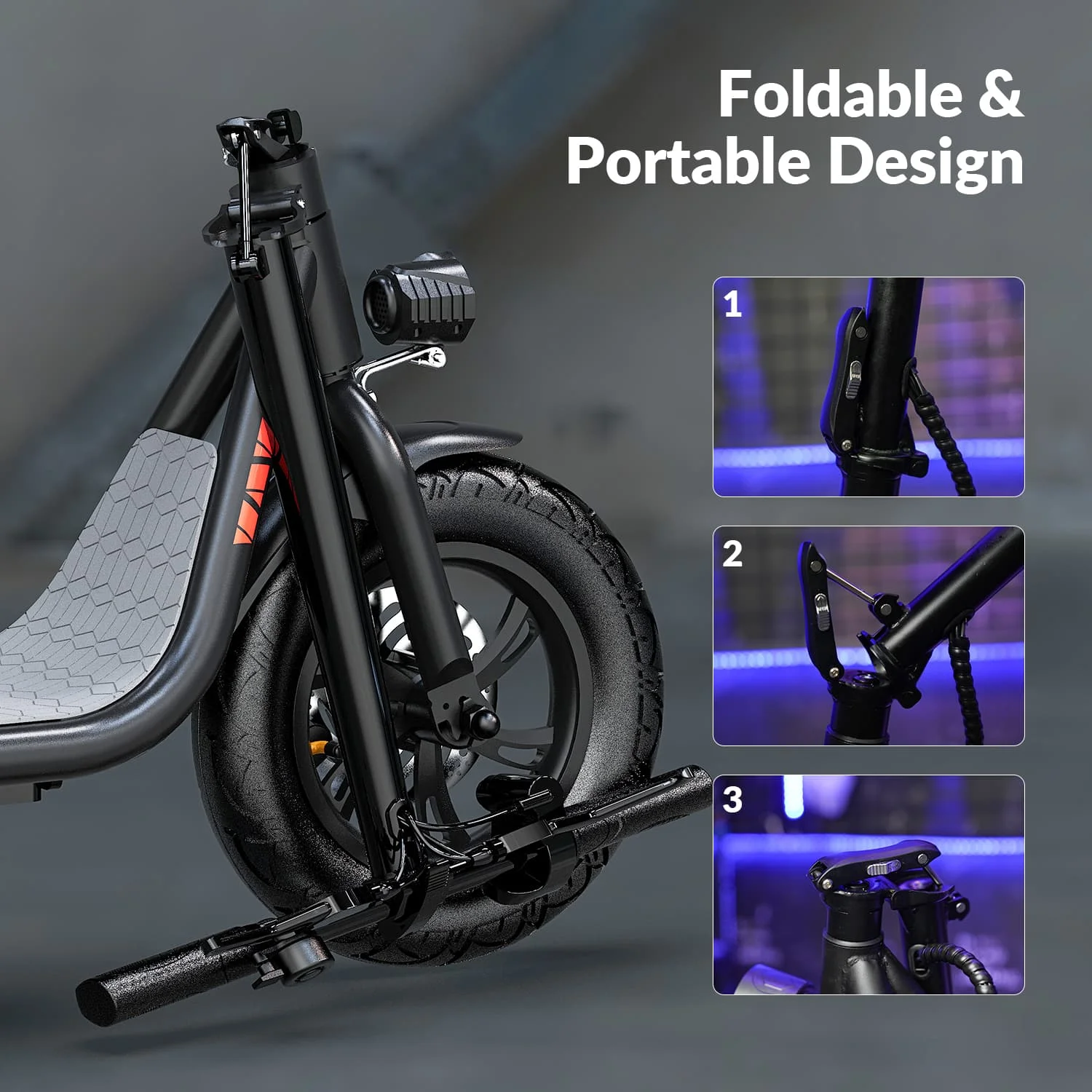 W18S 450W Motor Electric Scooter for Adults with Seat and Carry Basket, 36V 20Miles Range 15.5Mph, 12" Foldable E Scooter for Commuting - Image 10
