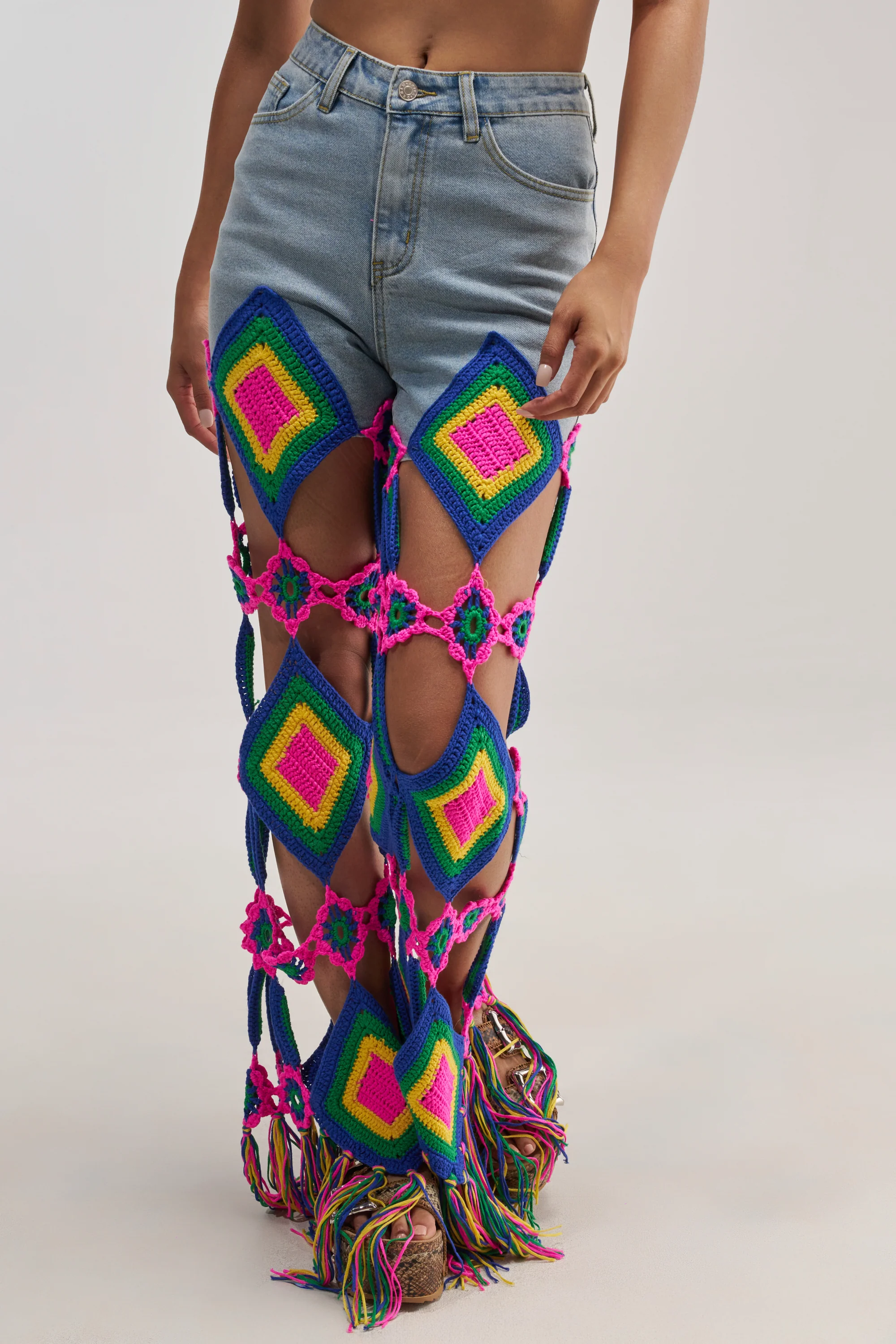 OUT OF OFFICE CROCHET DENIM JEANS - Akira Store