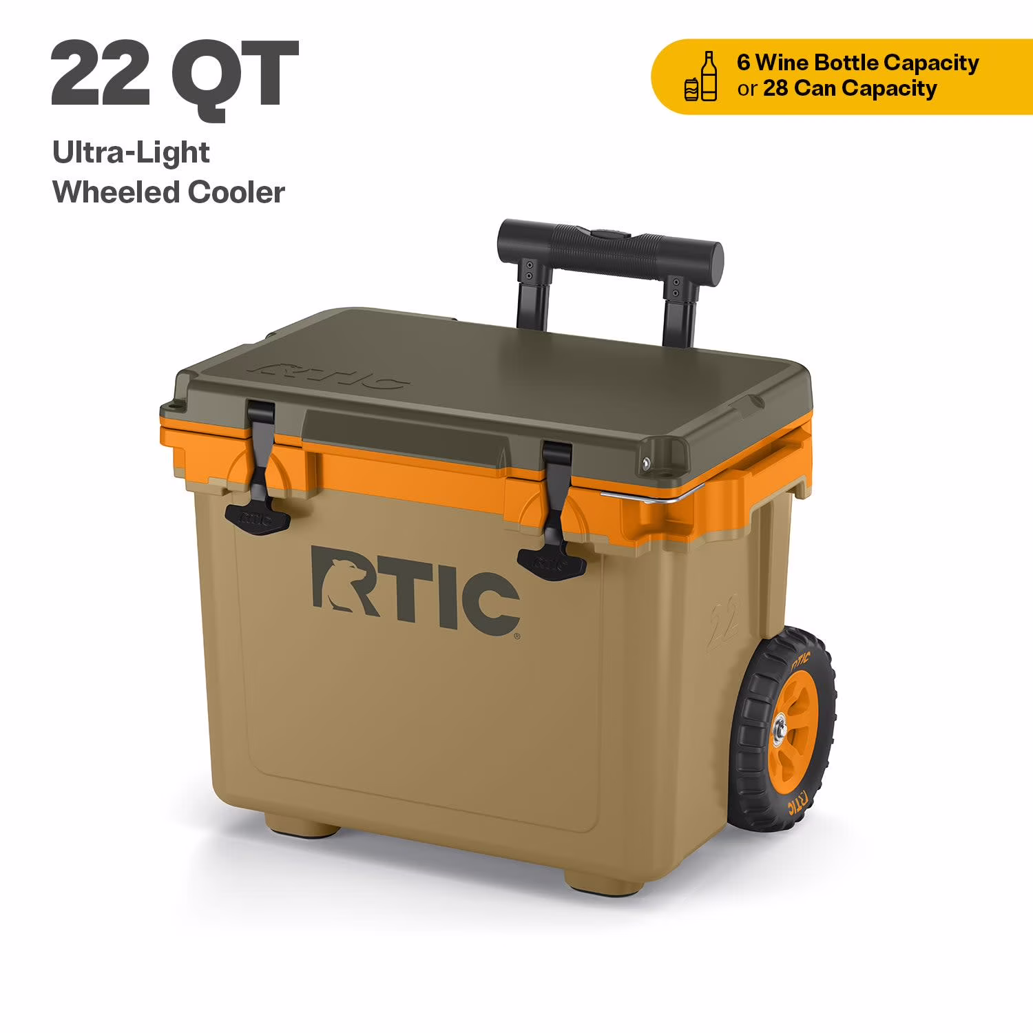 22 QT Ultra-Light Wheeled Hard-Sided Ice Chest Cooler, Fits 28 Cans, 6 Wine Bottles, Navy Denim(Navy Denim) - Image 3