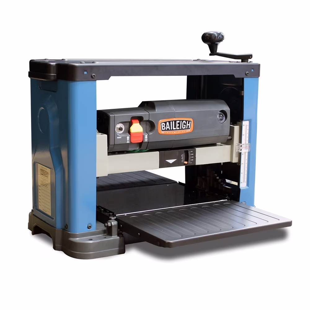 Baileigh Industrial BA9 - 1020164 IP - 1306 15 Amp 2 HP 10000 RPM Spiral Cutterhead with 26 Carbide Inserts 6 In. Max Height Expandable Table Dual Dust Ports 13 In. Benchtop Planer
