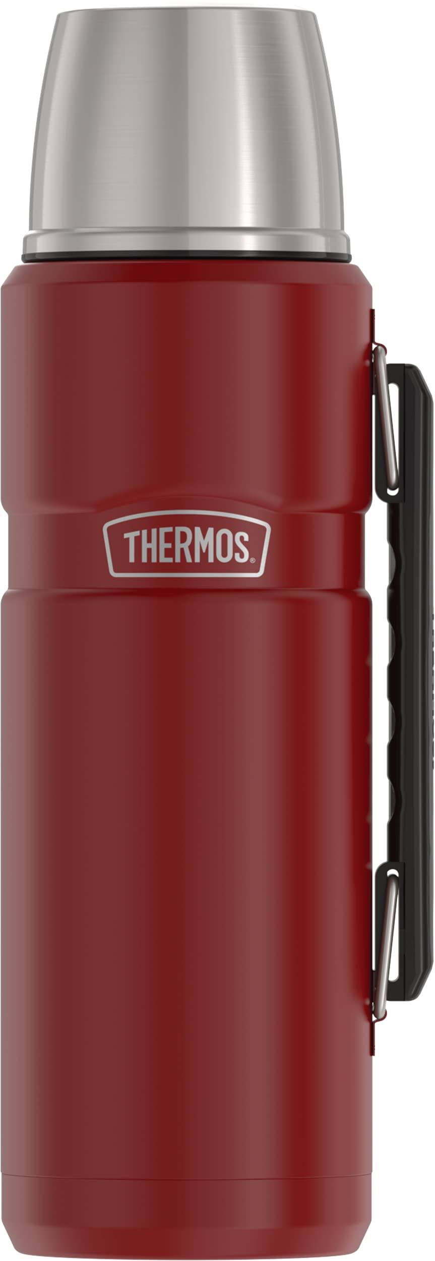 Thermos King Vacuum Insulated Stainless Steel Beverage Bottle, 40 oz, Red