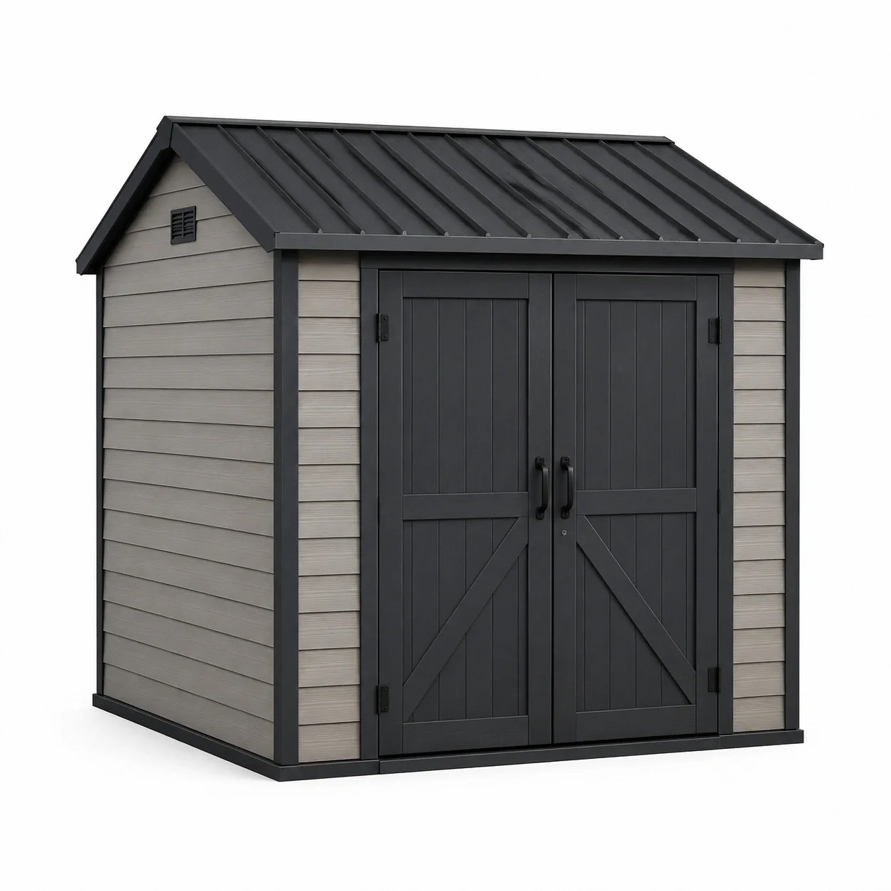Abri de jardin en plastique gris et beige 180x200x210 cm - 2026