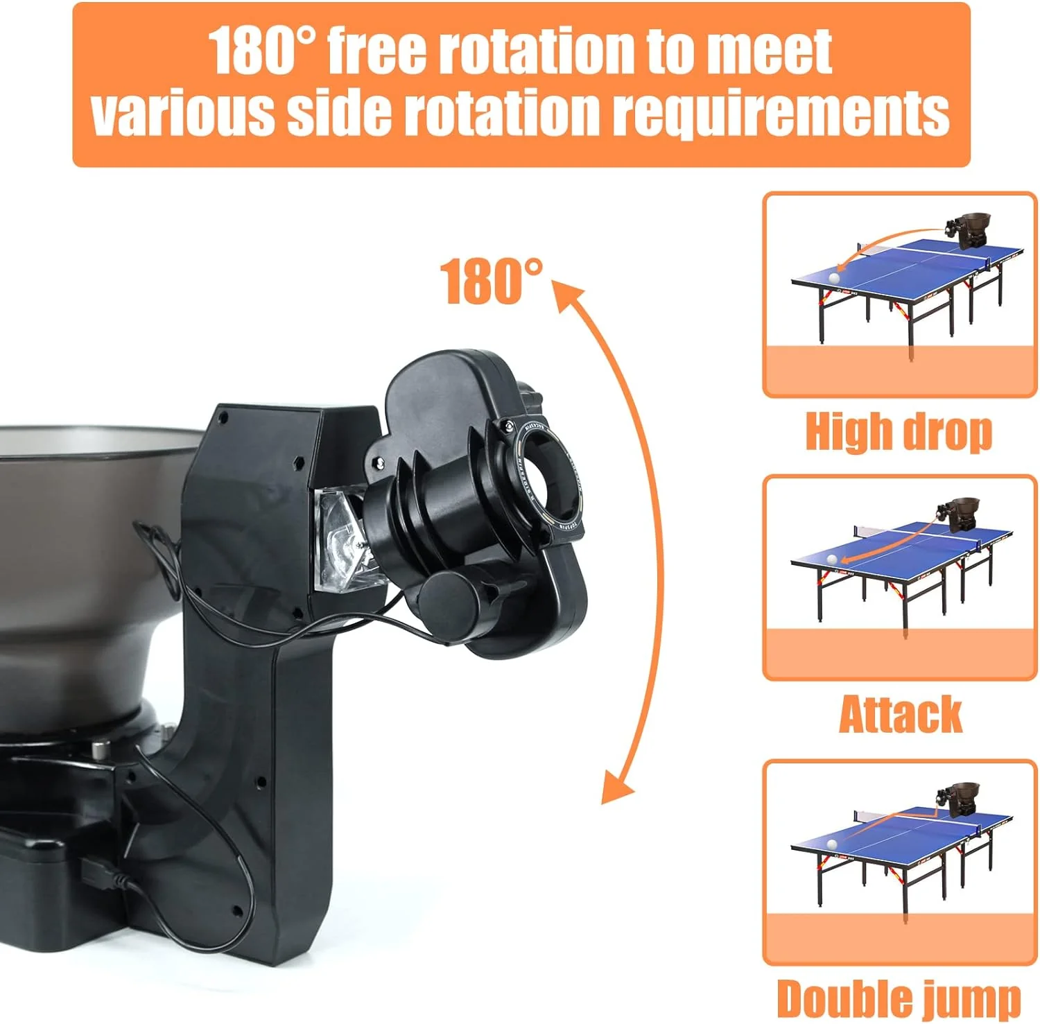 Table Tennis Robot, 36 Different Spin Balls Ping Pong Robot Automatic Table Tennis Machine Automatic Ball Launcher with 50 Ping Pong Balls for Ping-Pong Practicing Training