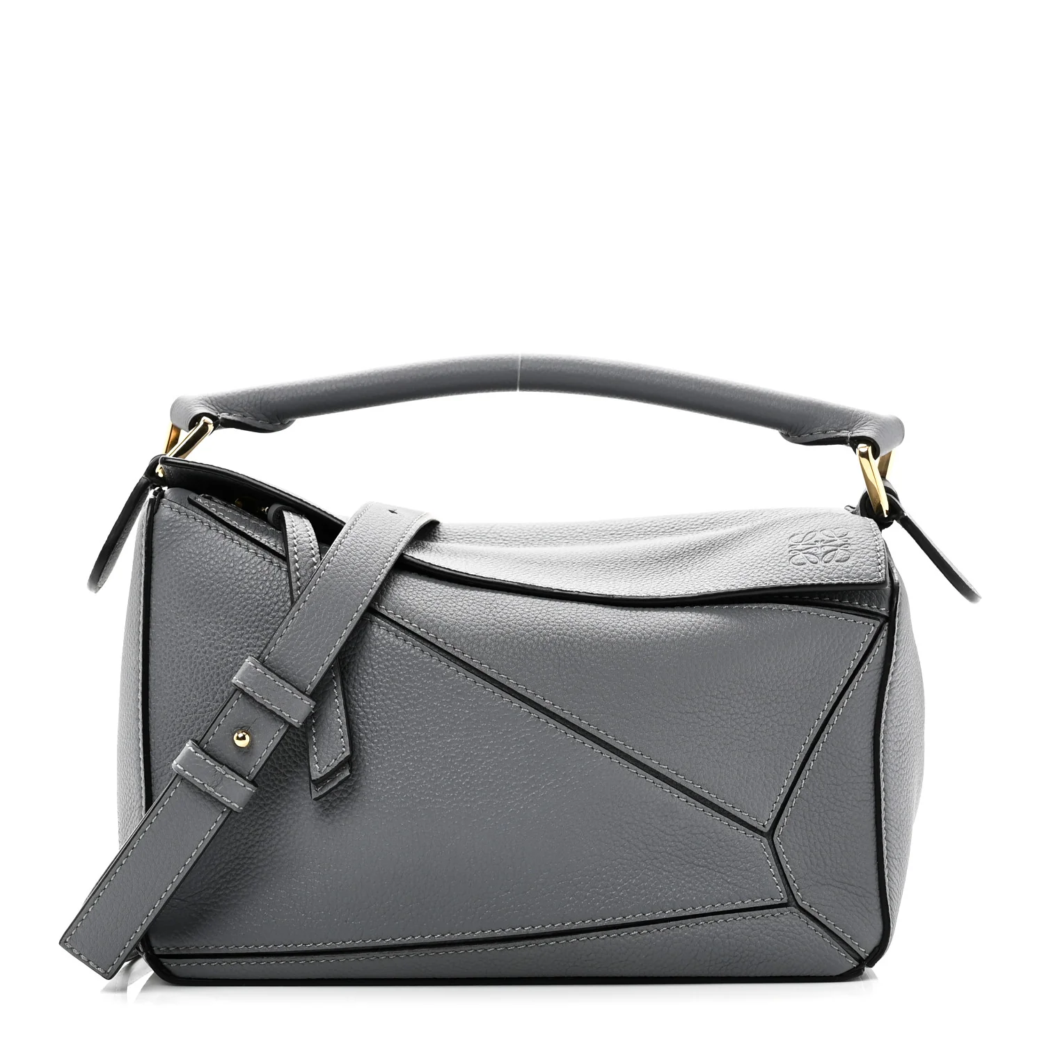 Soft Grained Calfskin Small Puzzle Bag Asphalt Grey