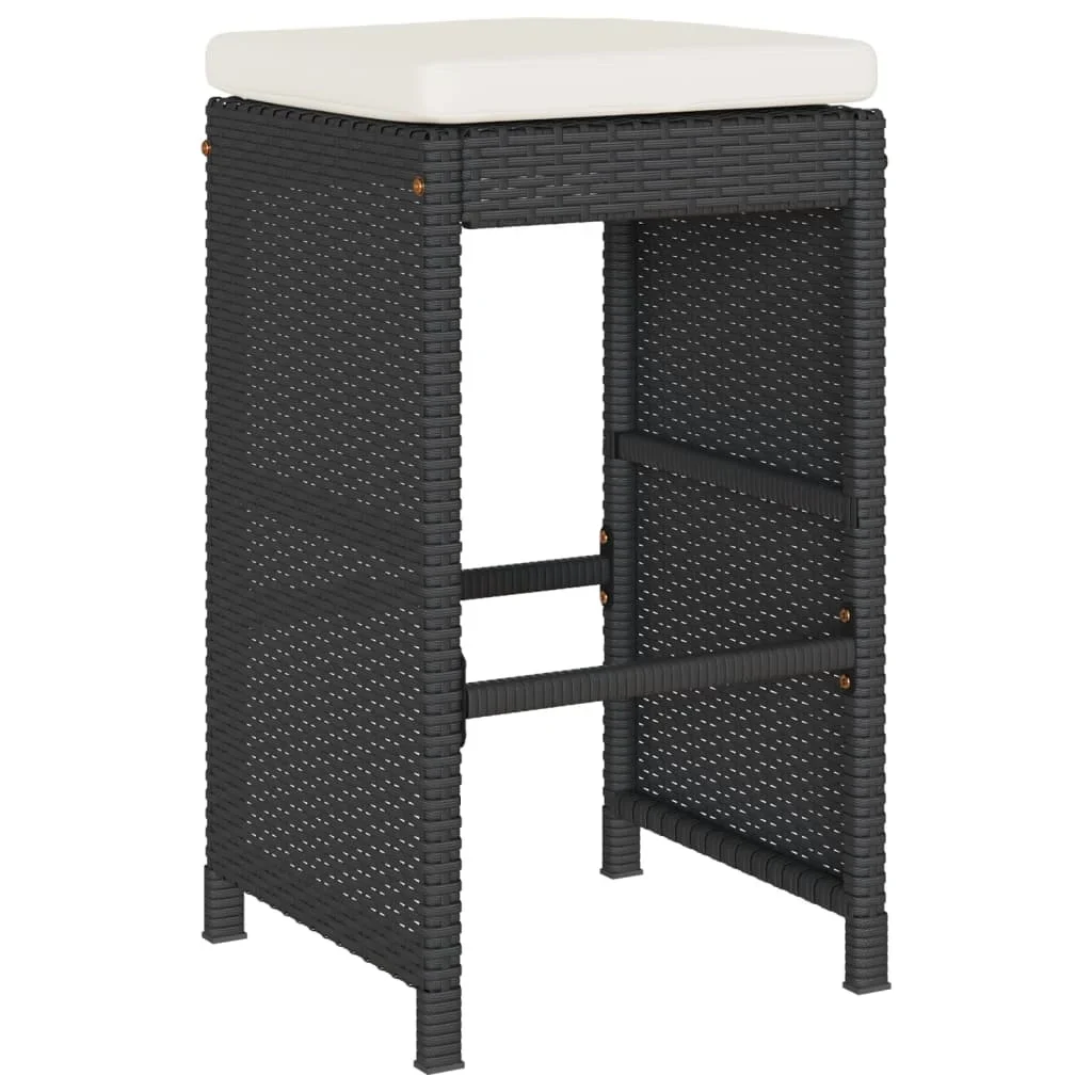 vidaXL Patio Bar Stools with Cushions Pub Chair Seating Poly Rattan garden