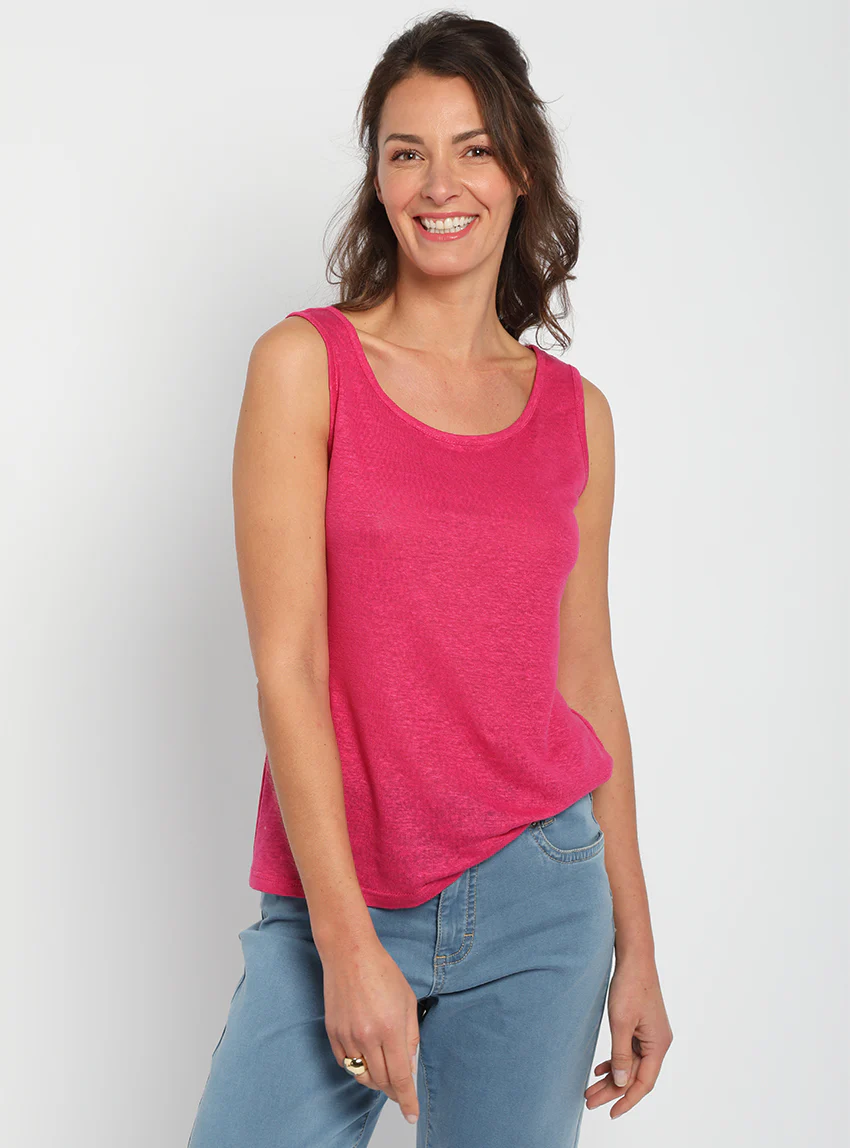 Débardeur femme en lin Rose Vif