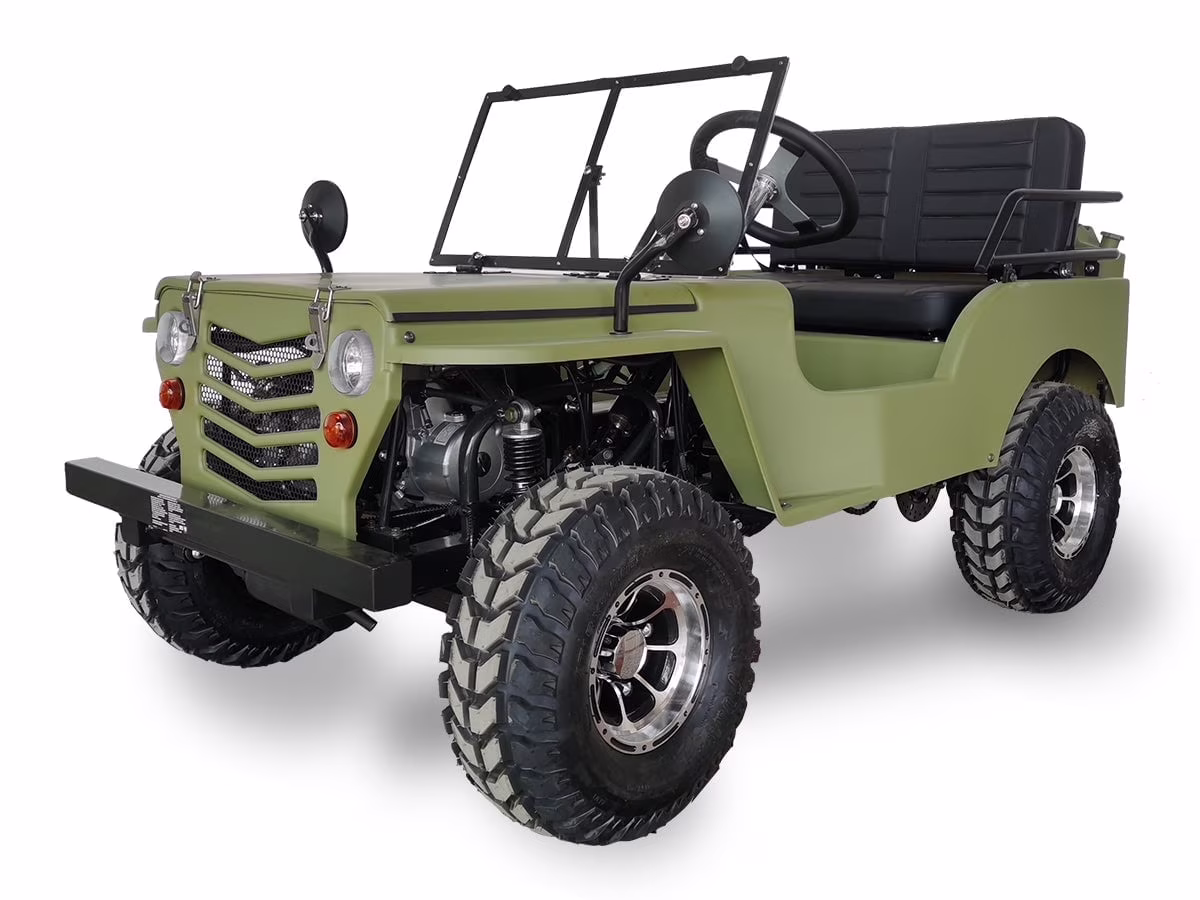 SYX MOTO 125cc Go Kart 4-Wheeler, 3-Speed + Reverse, Electric/Kick Start, 35 MPH Max Speed for Teens & Adults, Matte Green