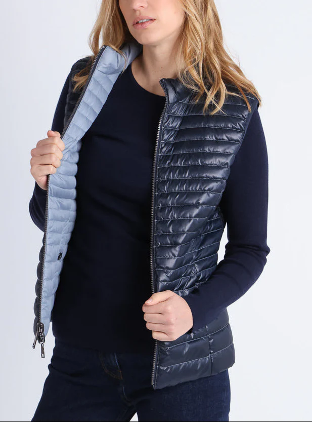 Doudoune sans manches femme réversible bleu