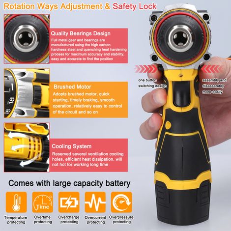 Perceuse-visseuse électrique multifonction 12V au lithium, moteur à balais, idéal pour installation électroménagers, meubles et réparation automobile, 2 forets inclus — vue 4