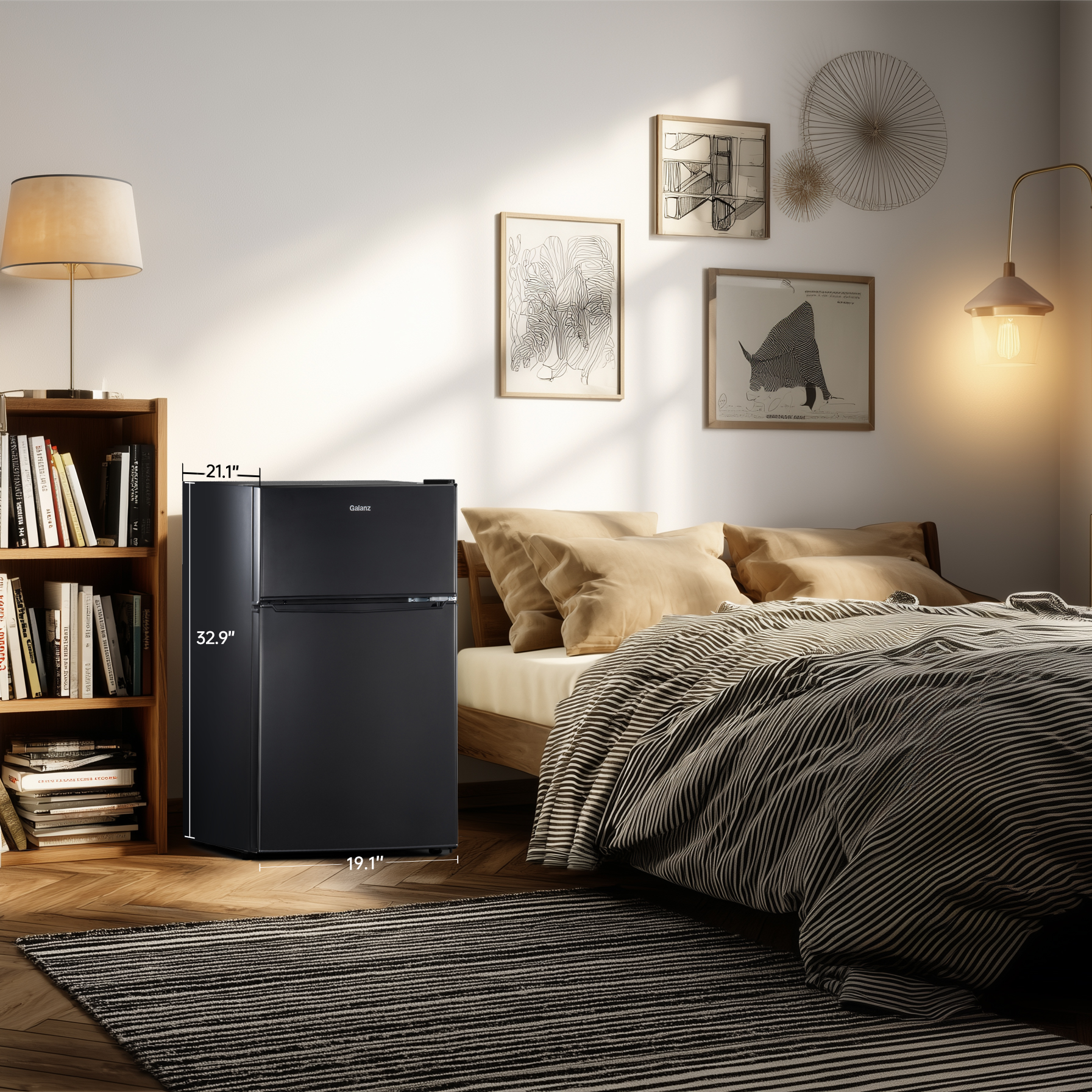 3.1 Cu ft Two Door Mini Fridge, Black, New(Black) - Image 5