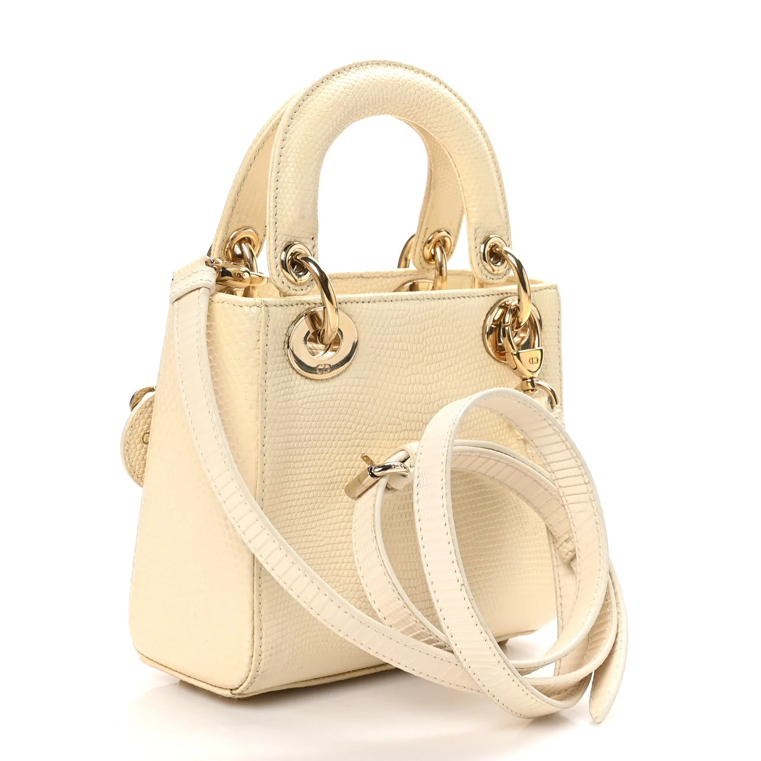 Lizard Mini Lady Dior White