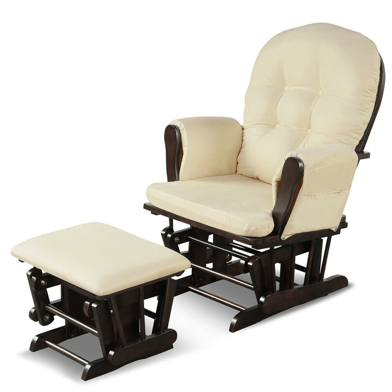 Fauteuil à bascule en bois pour bébé avec repose-pieds et poche de rangement