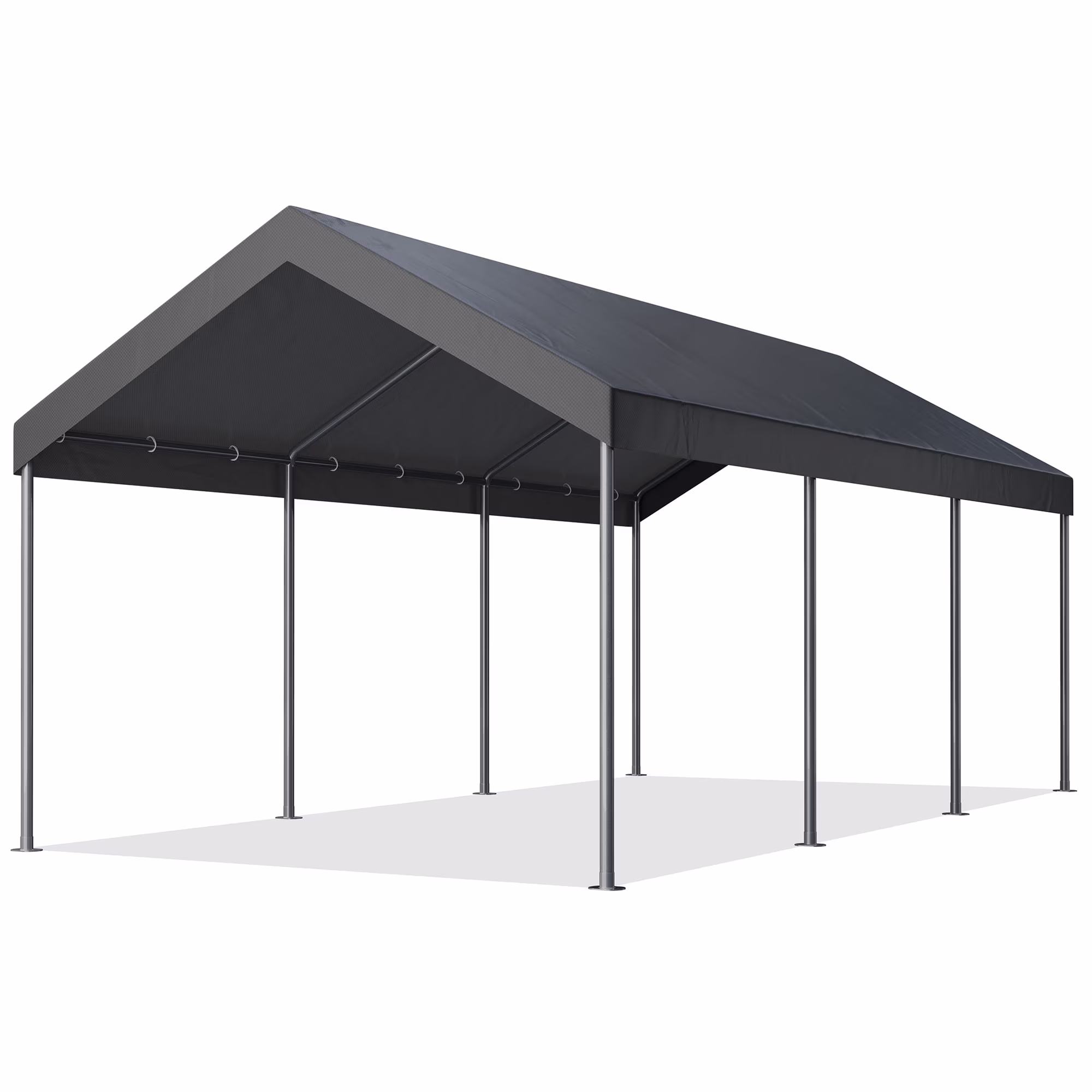 Carport 10 x 20 ft Heavy Duty Carport Car Canopy with Powder-Coated Steel Frame, Portable Garage for Car, Boat, Shelter Party Tent with 180g PE Tarp Gray(Gray)