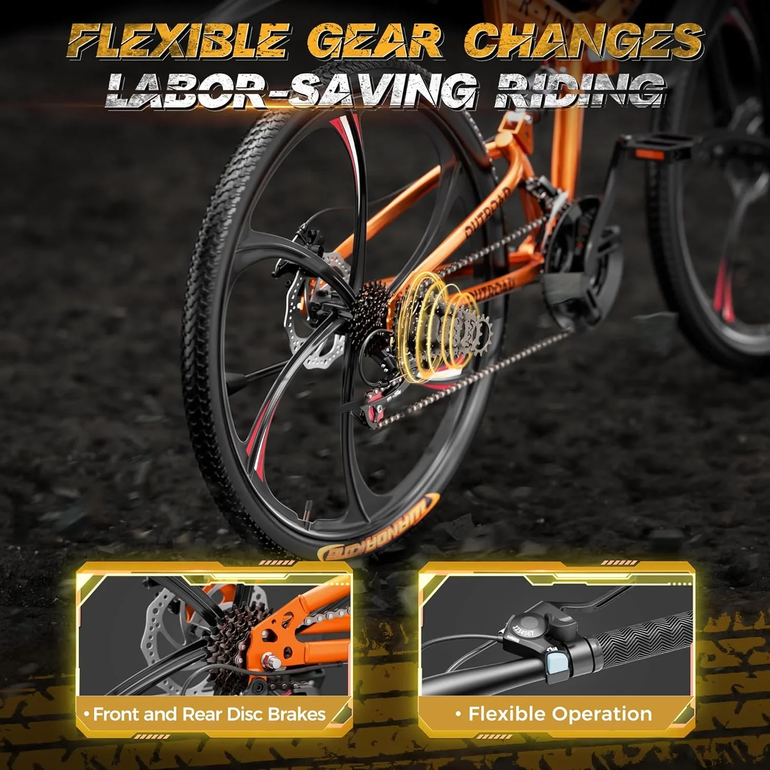 SUNCROWN 26 Inch Folding Mountain Bike, 21 Speed Full Suspension High-Carbon Steel MTB Foldable Bicycle, Dual Disc Brake Non-Slip Folding Bikes for Adults/Men/Women, Black