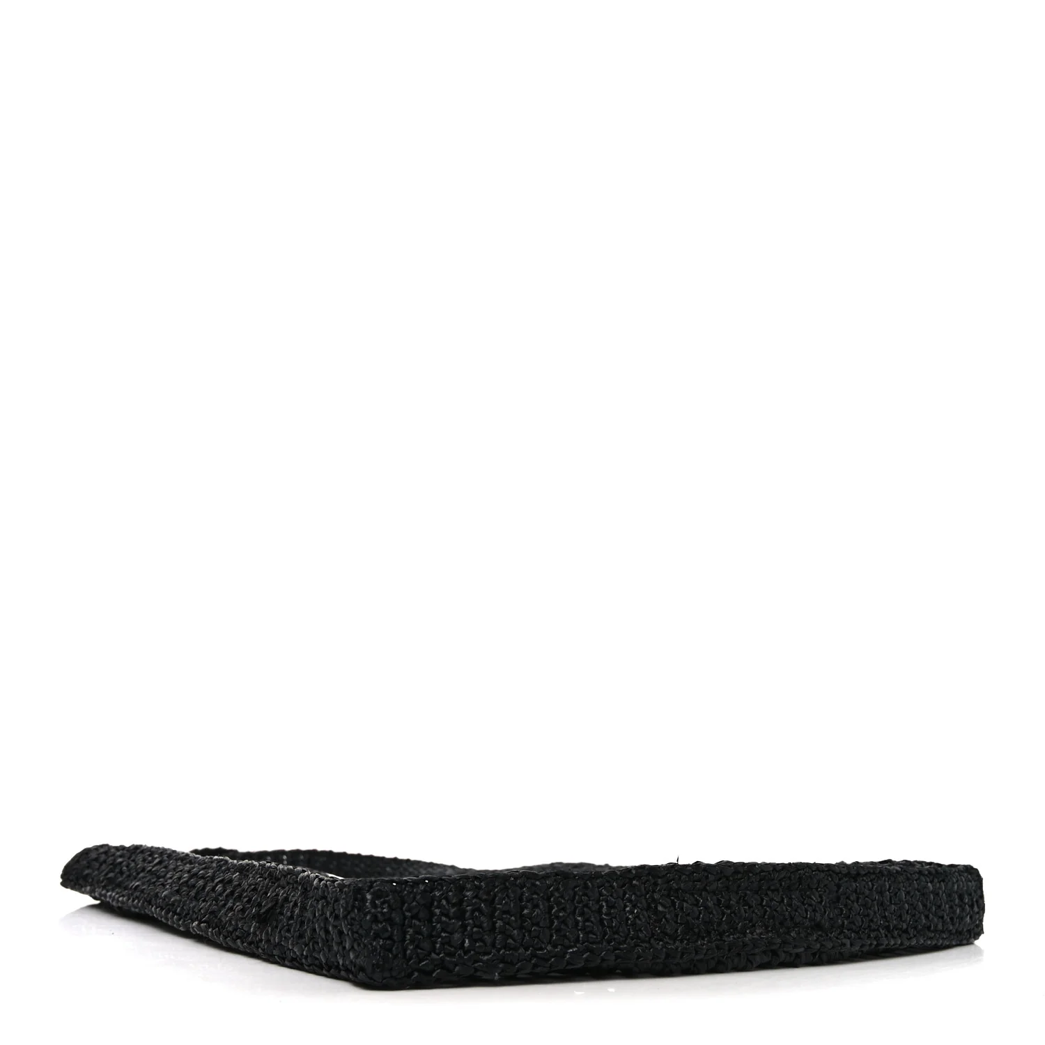 Yarn Raffia Effect Crochet Logo Embroidered Tote Bag Black