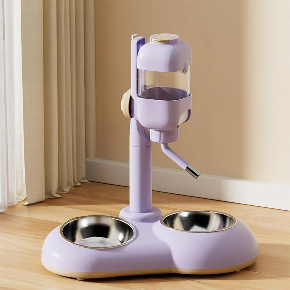 Pet Feeding Bowl Station Food Dispenser With Automatic Water