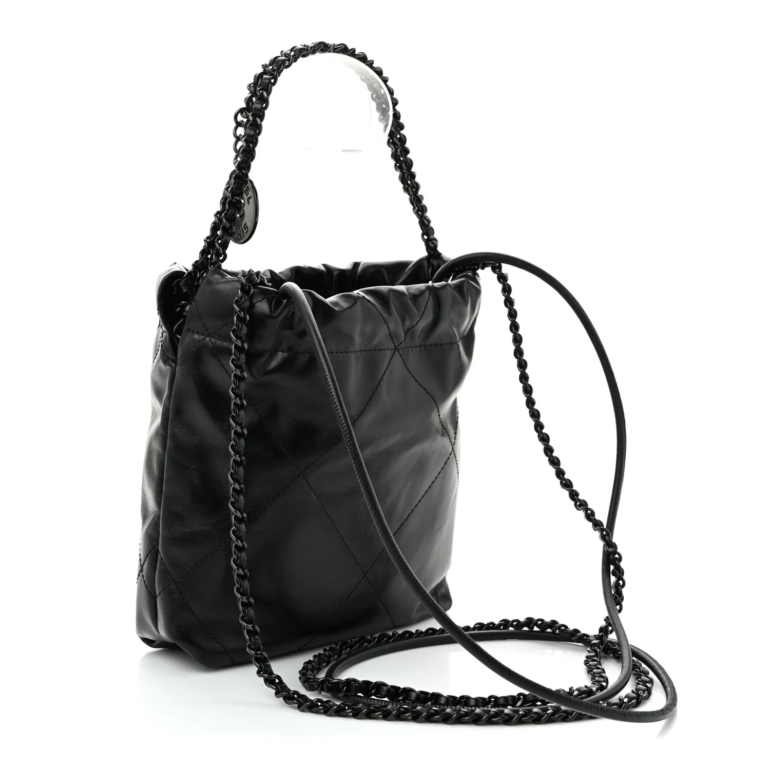 Shiny Calfskin Quilted Mini Chanel 22 So Black