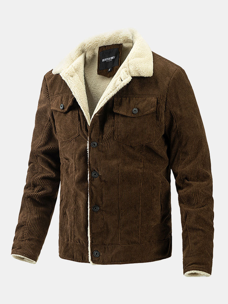 Veste en velours côtelé doublée Teddy, coupe classique